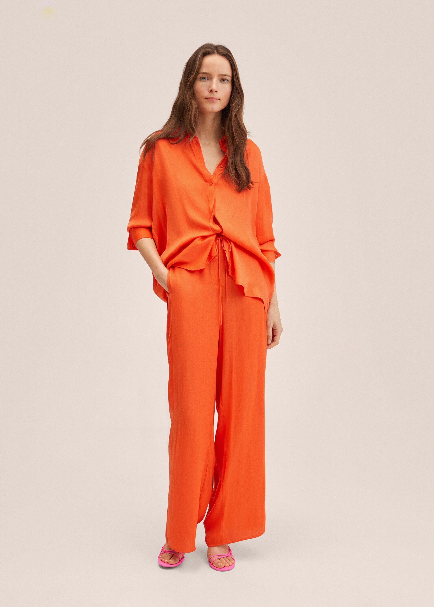 Wideleg trousers with elastic waist - General plane