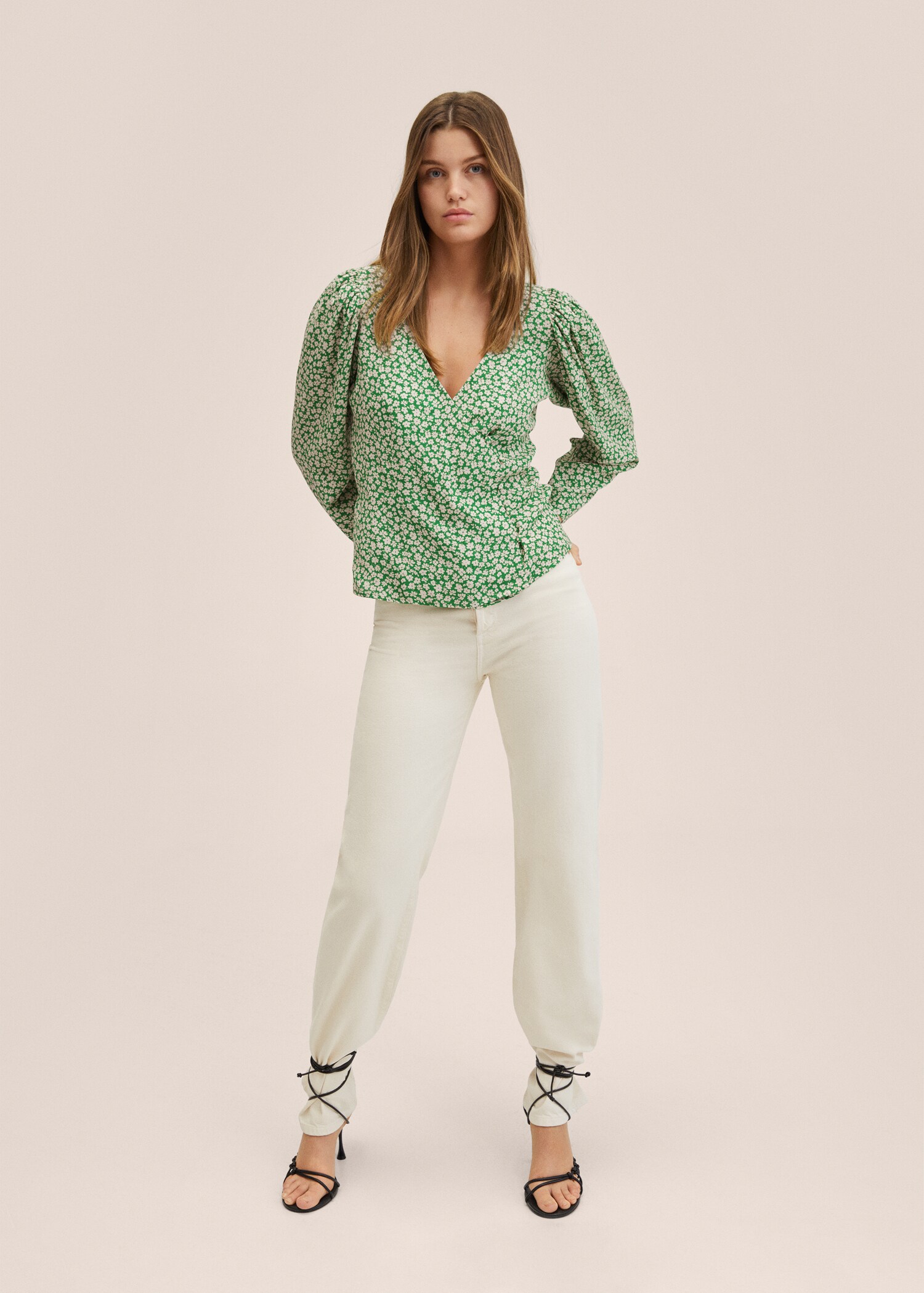 Buttoned wrap blouse - General plane