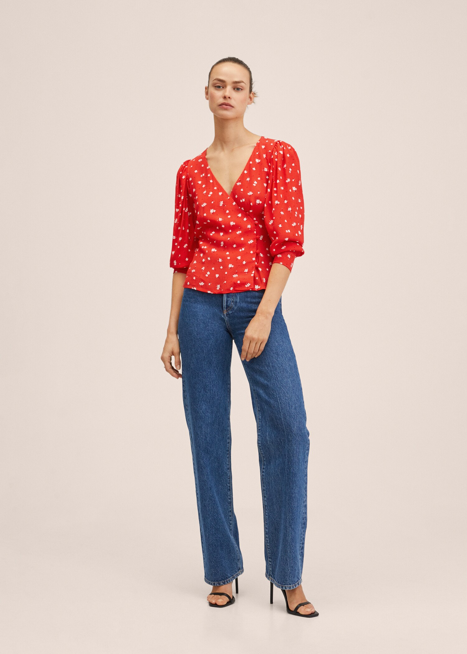 Buttoned wrap blouse - General plane