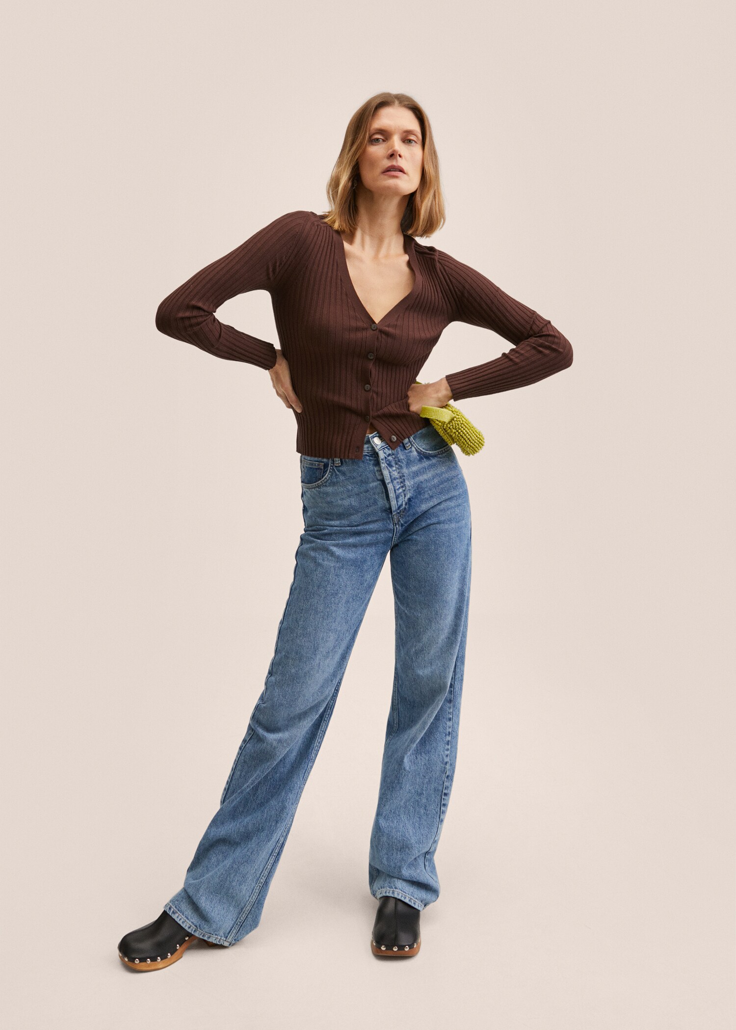 Ribbed knit cardigan - General plane