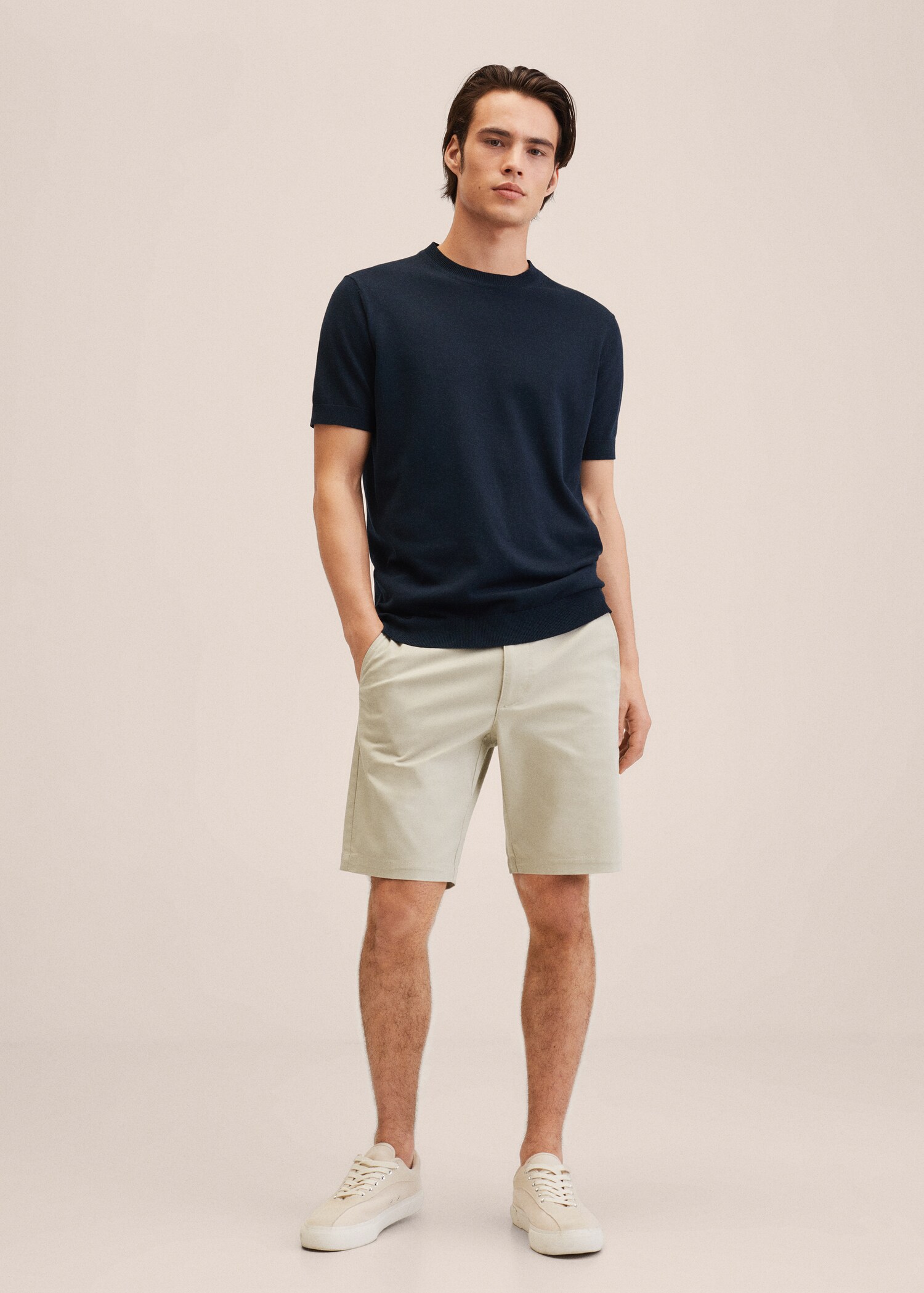 Slim-fit chino cotton bermuda shorts - General plane
