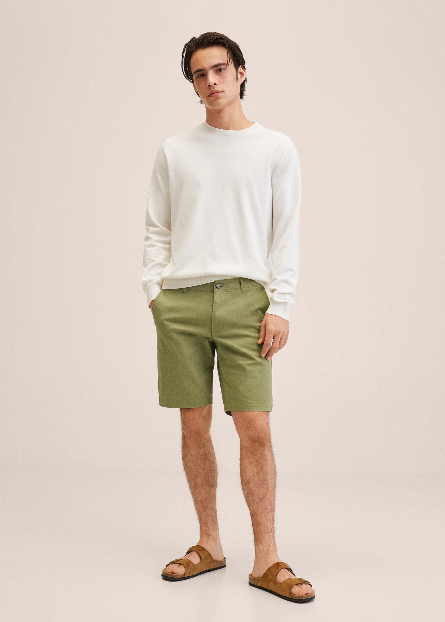 Slim-fit chino cotton bermuda shorts - General plane