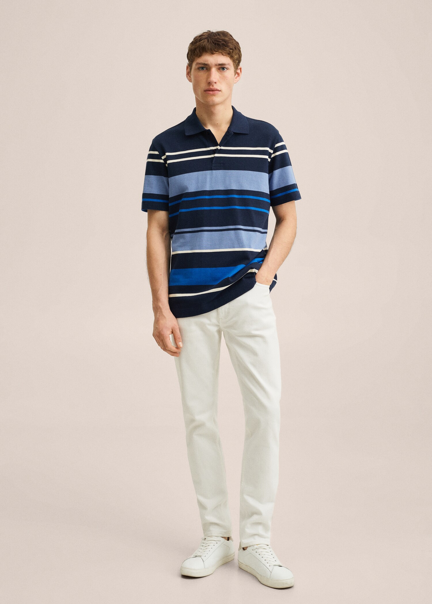 Striped cotton piqué polo shirt - General plane