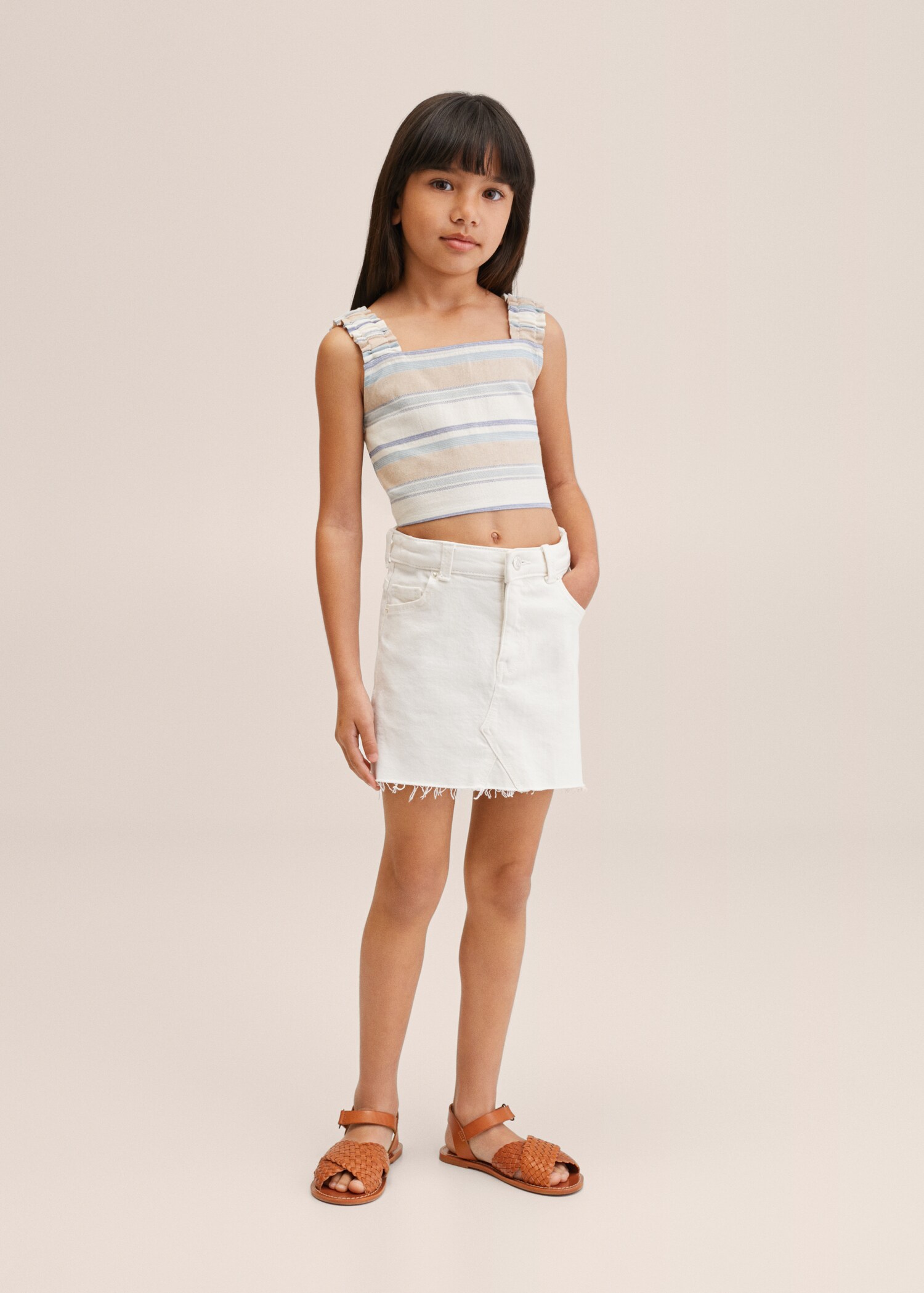 Striped cotton-blend top - General plane