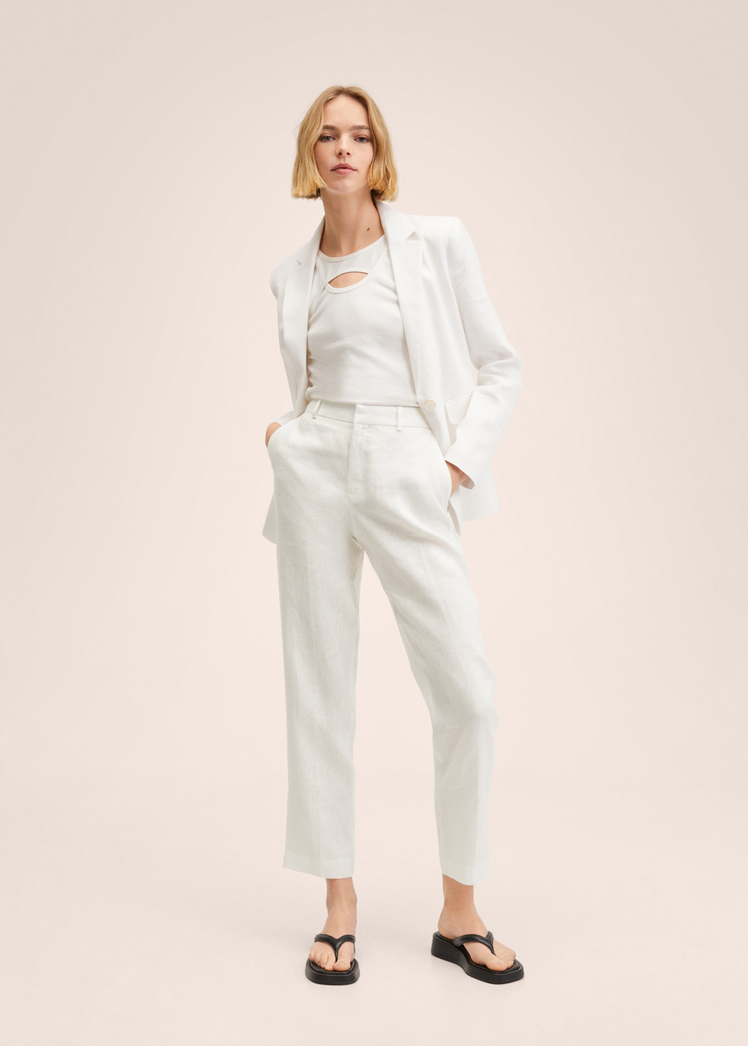 Pantalón traje 100% lino - Plano general