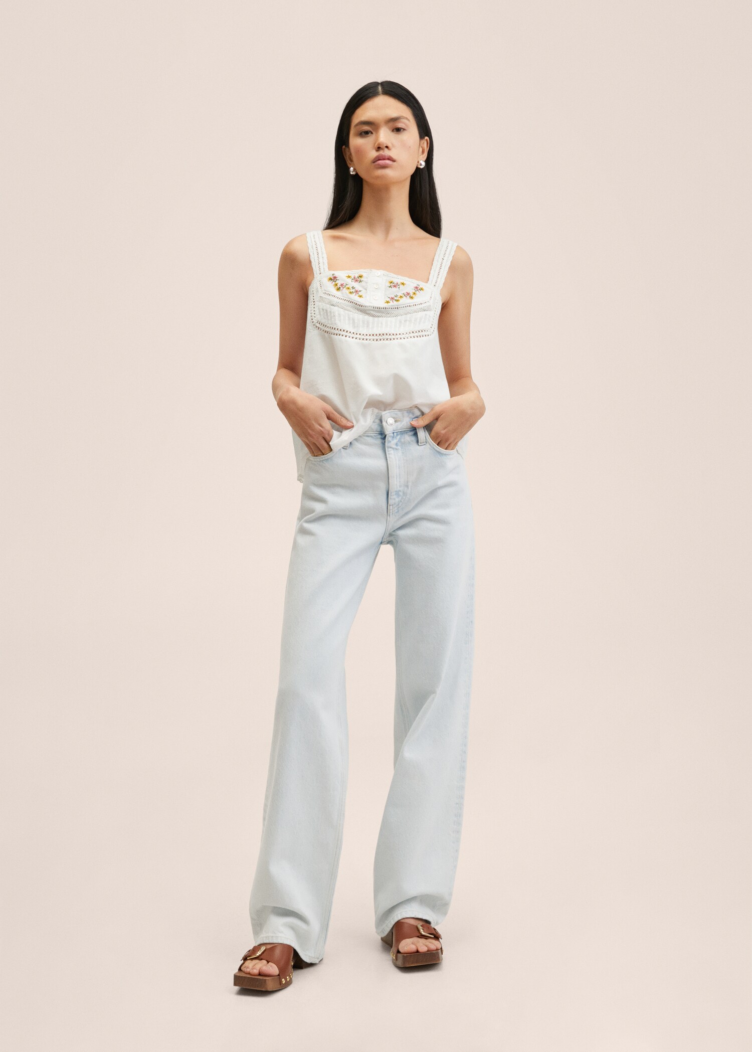 Embroidered cotton top - General plane