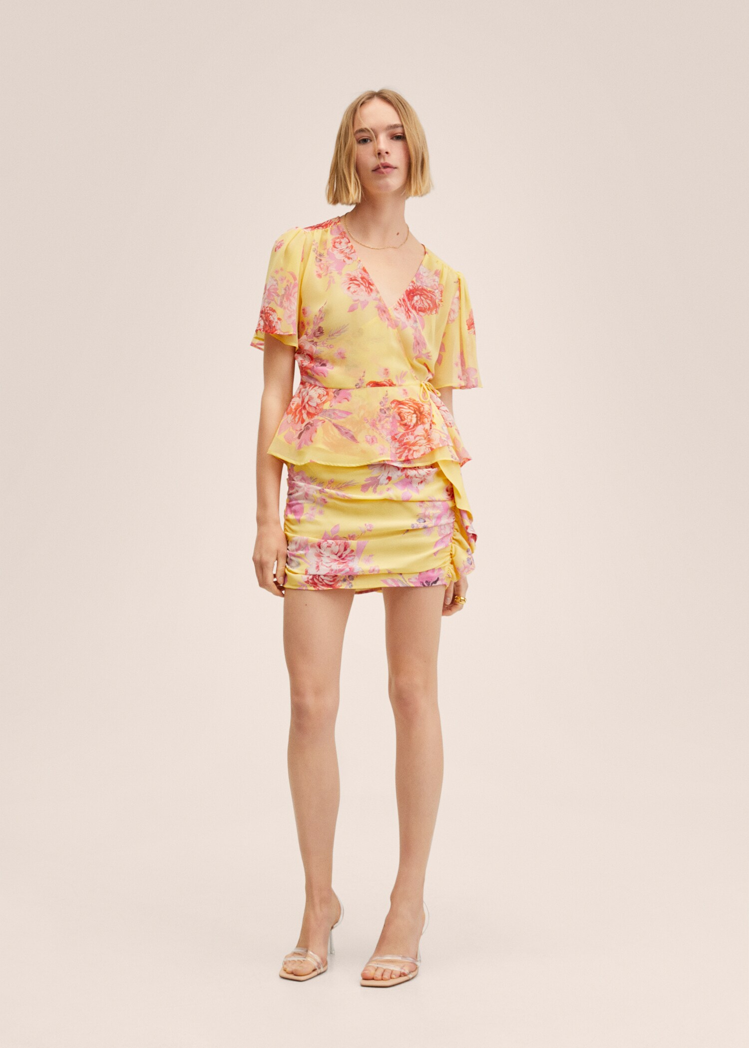 Ruffled printed miniskirt - General plane