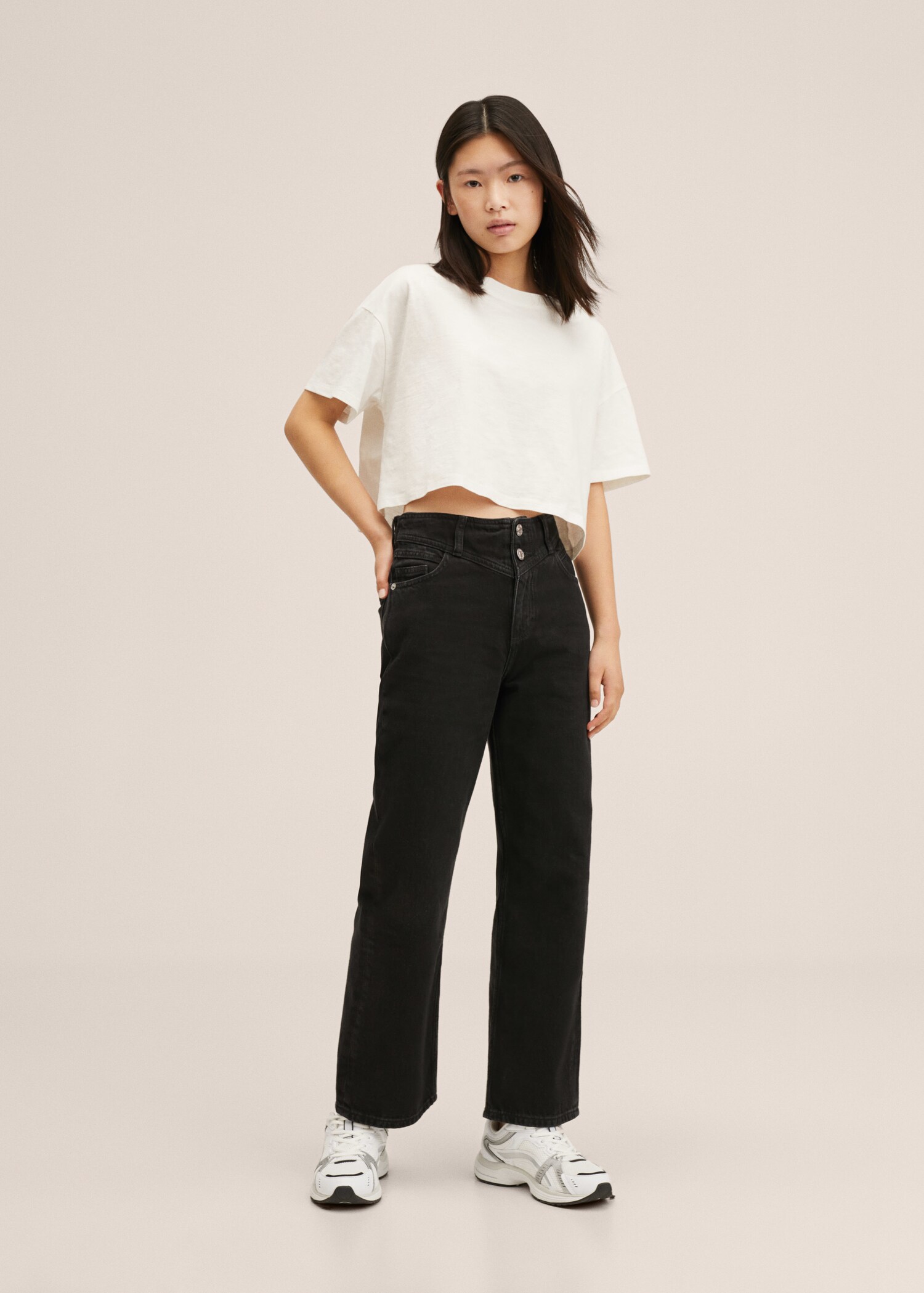 High waist straight jeans - General plane