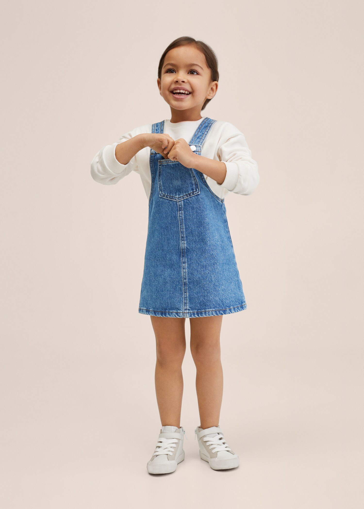 Pocket denim pinafore dress - General plane