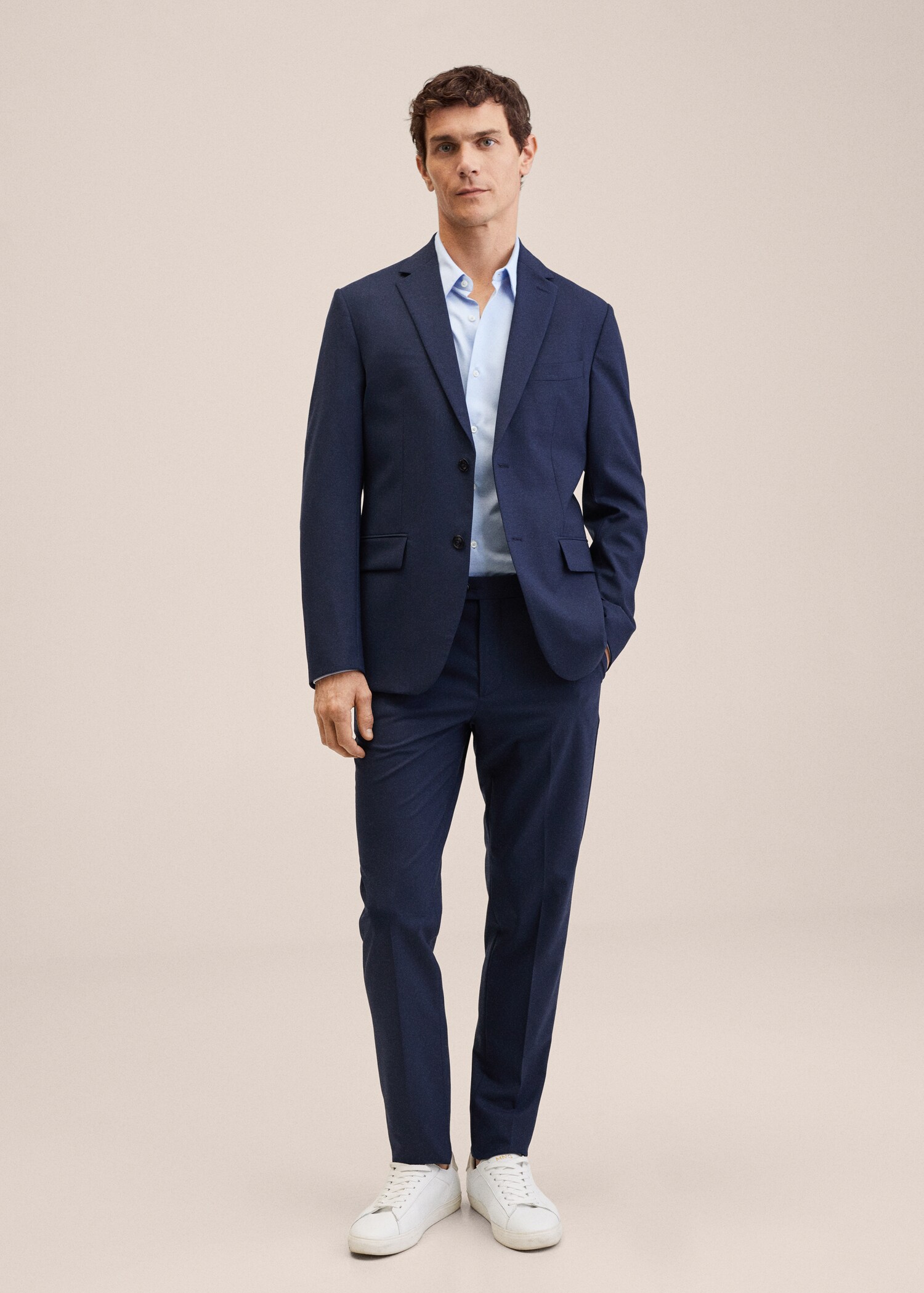Camisa traje slim fit algodón stretch - Plano general