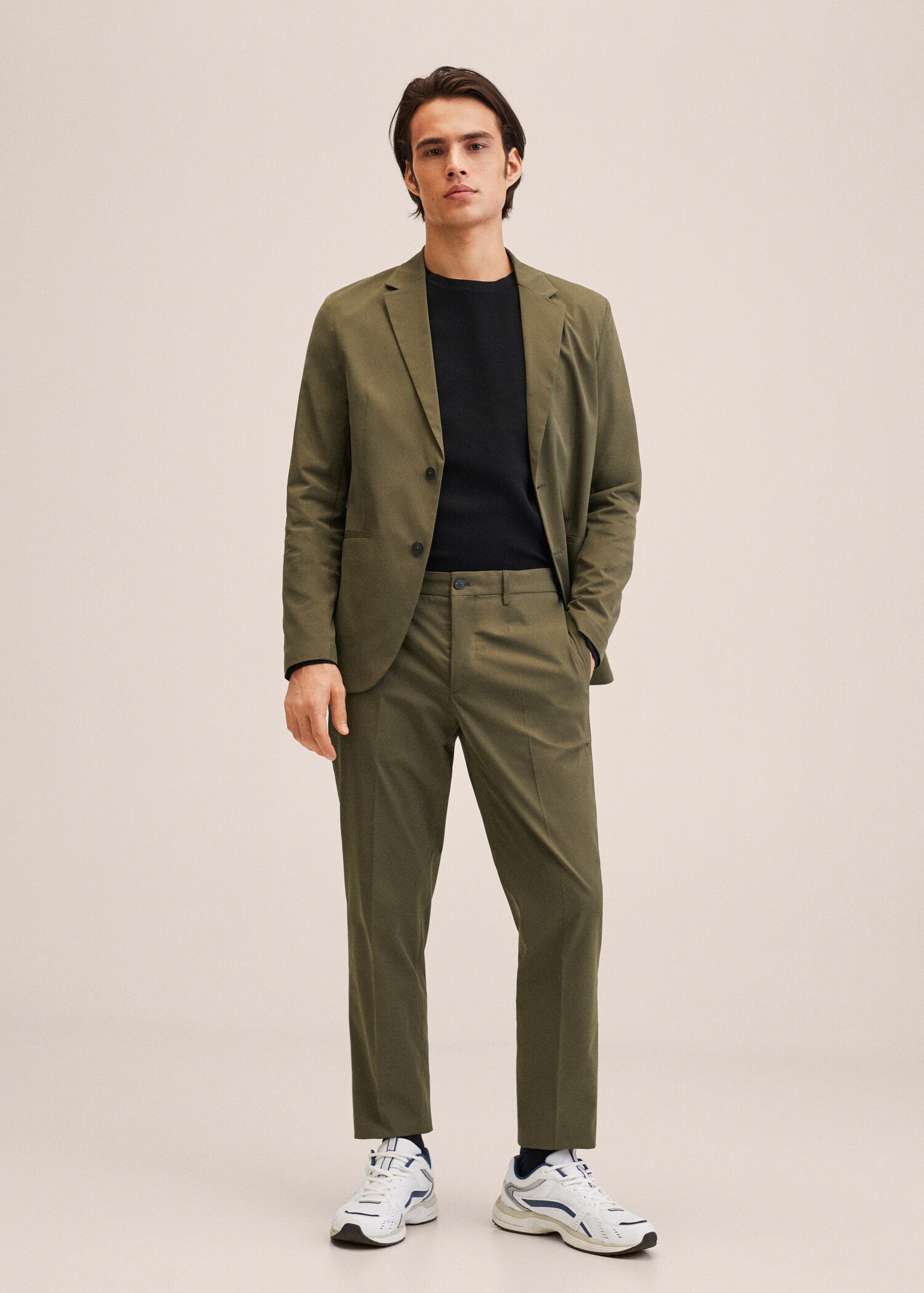 Pantalón traje slim fit stretch - Plano general
