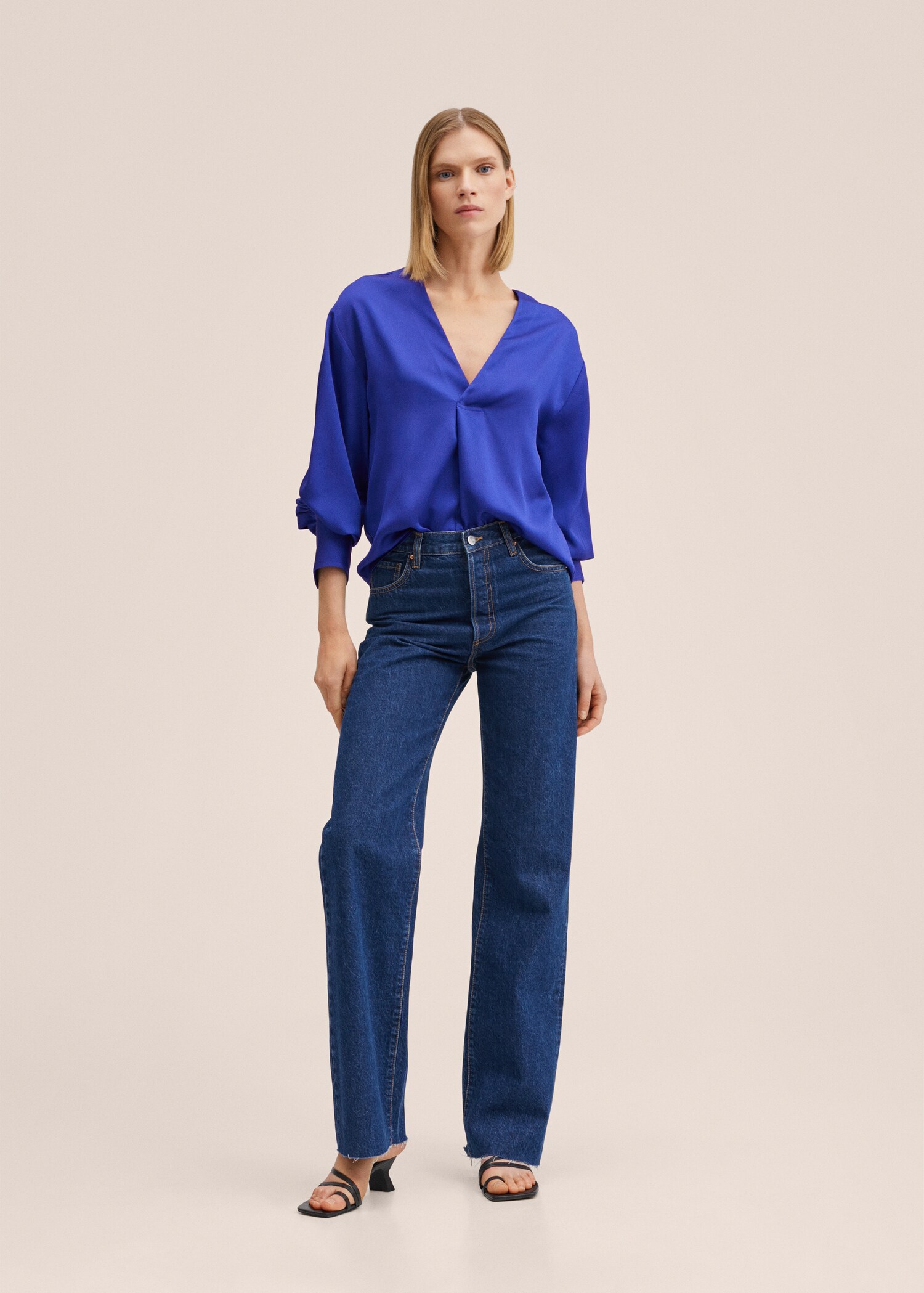 Satin finish flowy blouse - General plane