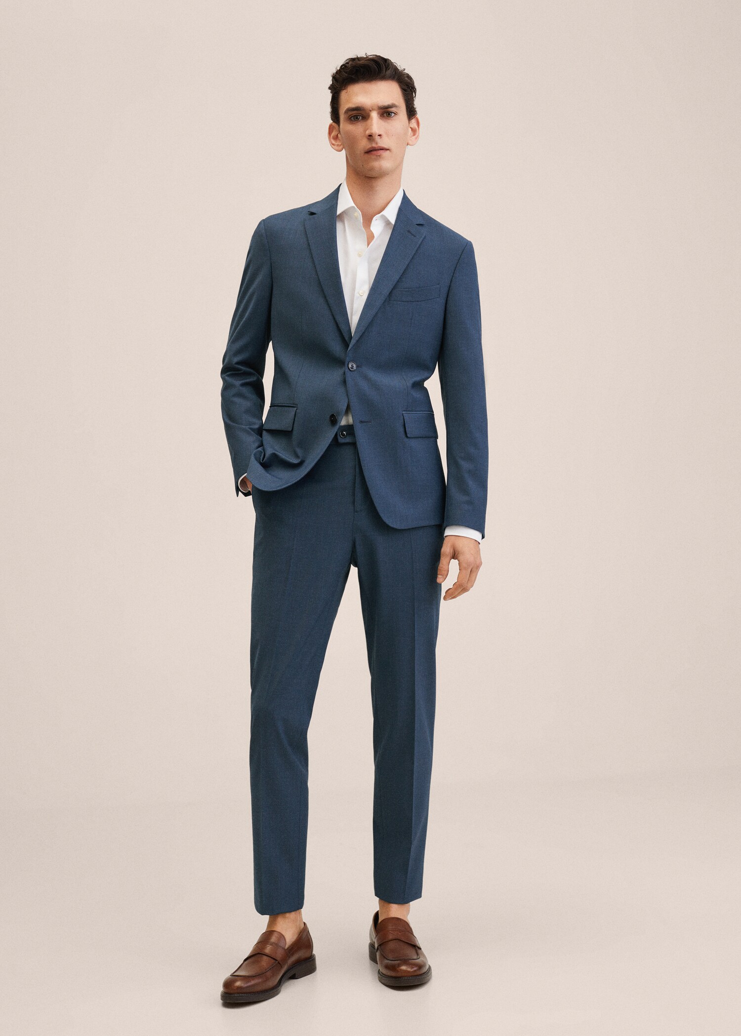 Lněné oblekové kalhoty slim fit - Celkový náhled