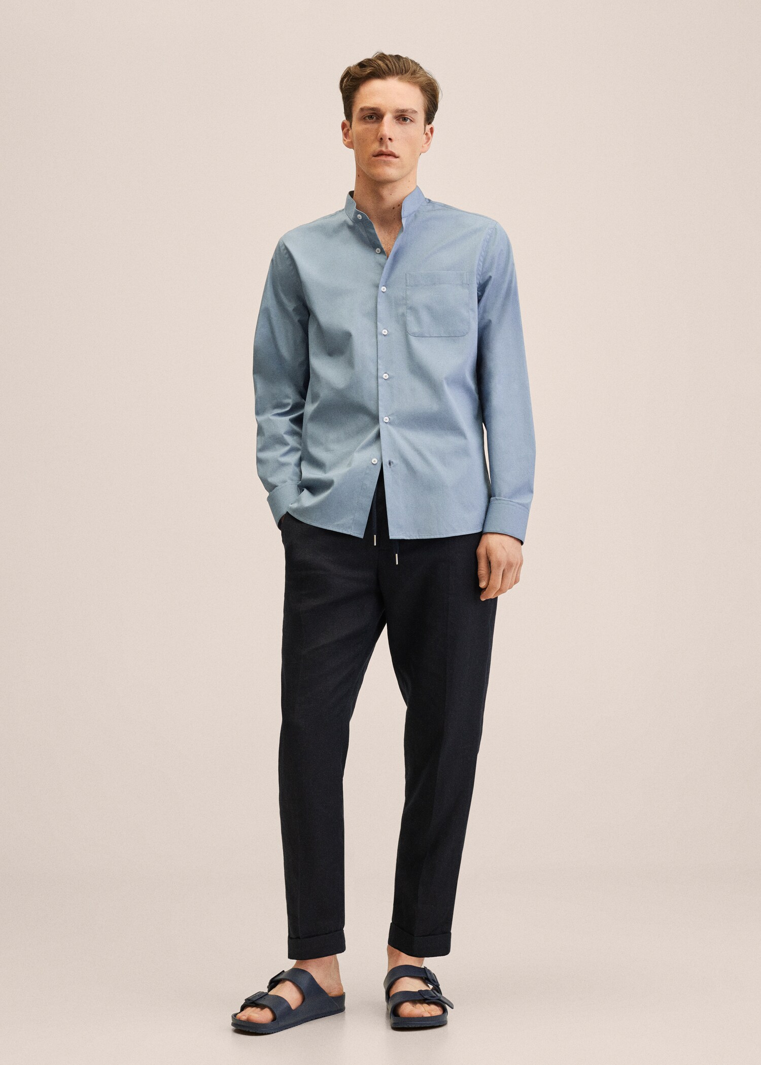 Slim fit Mao collar shirt - General plane