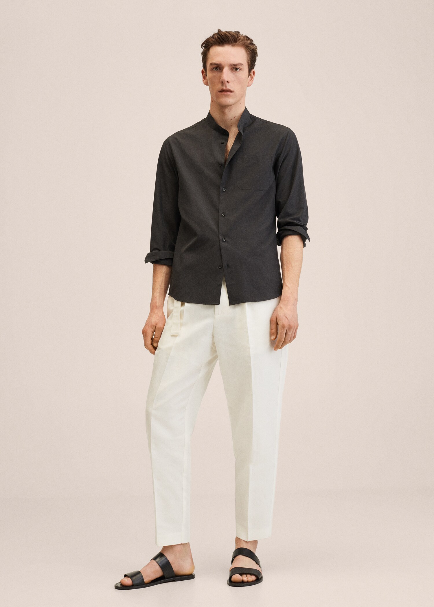 Slim fit Mao collar shirt - General plane