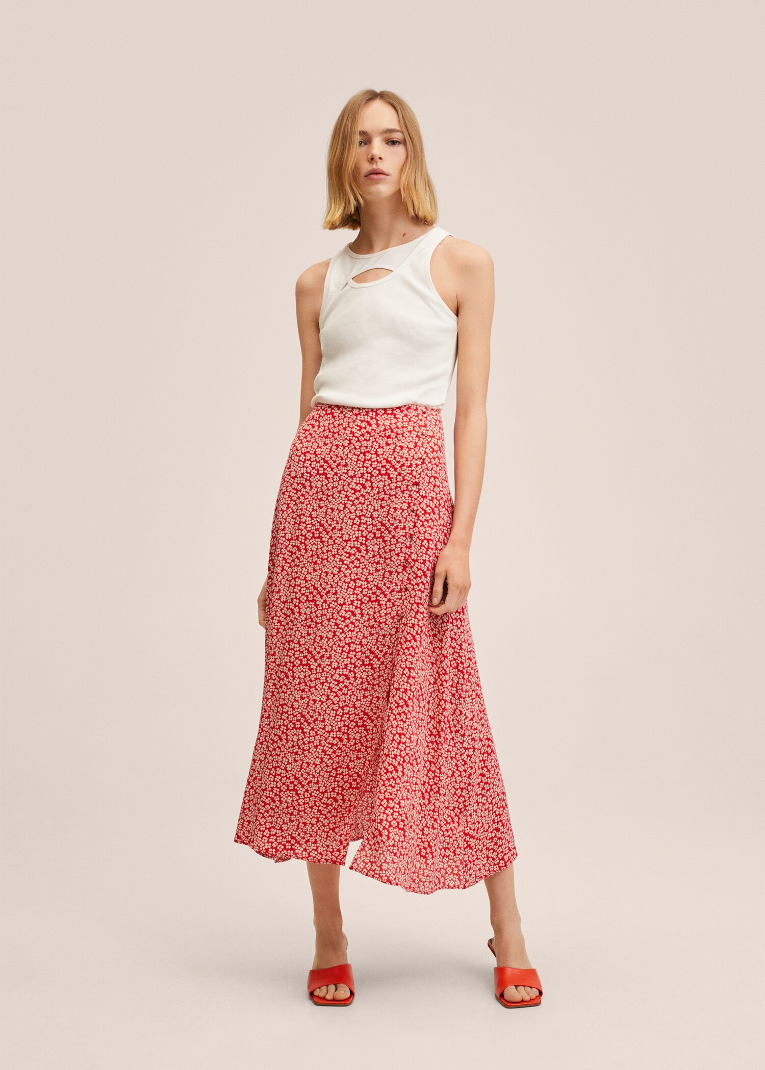 Slit floral skirt - General plane