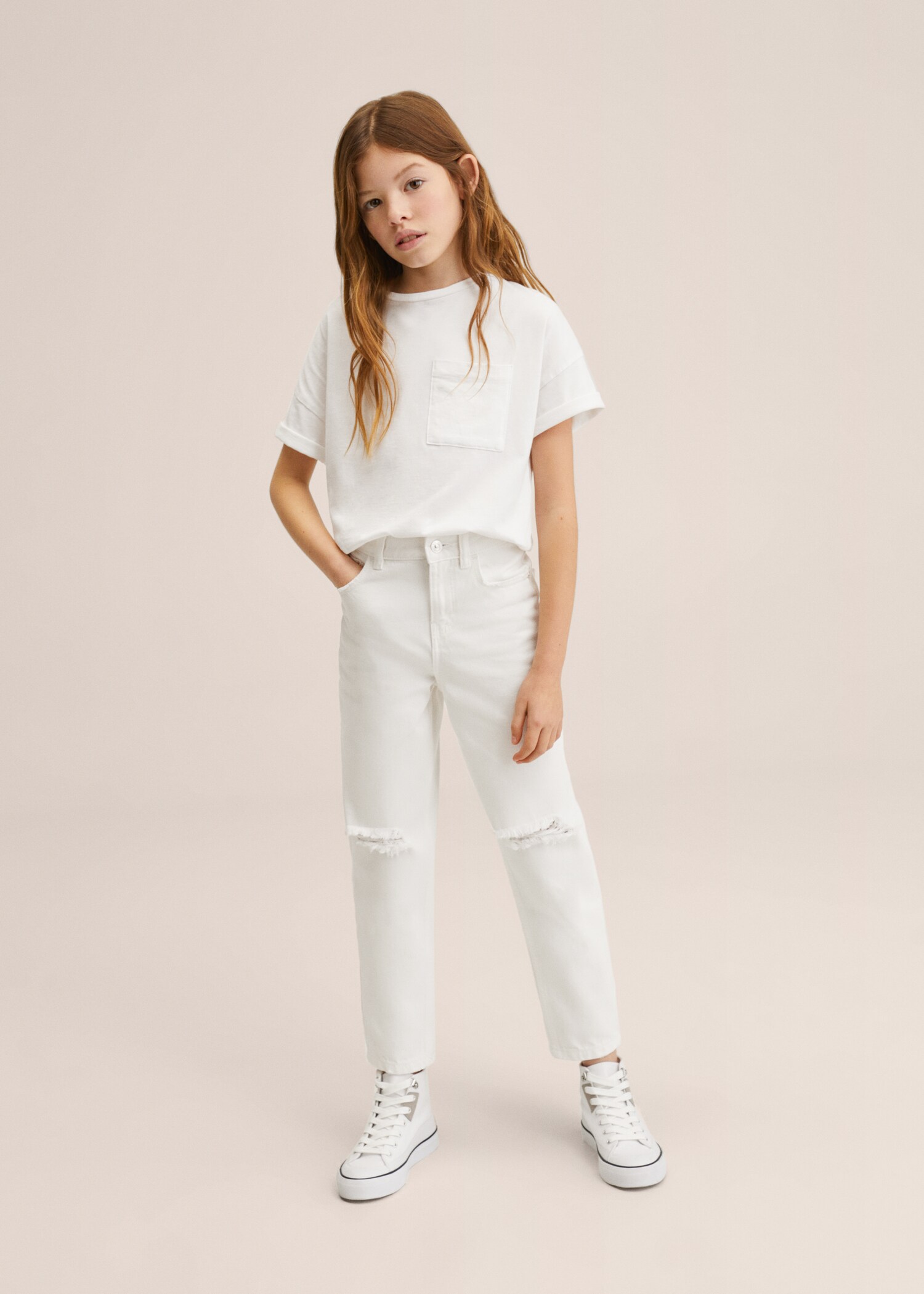 Mom fit decorative rips jeans - General plane
