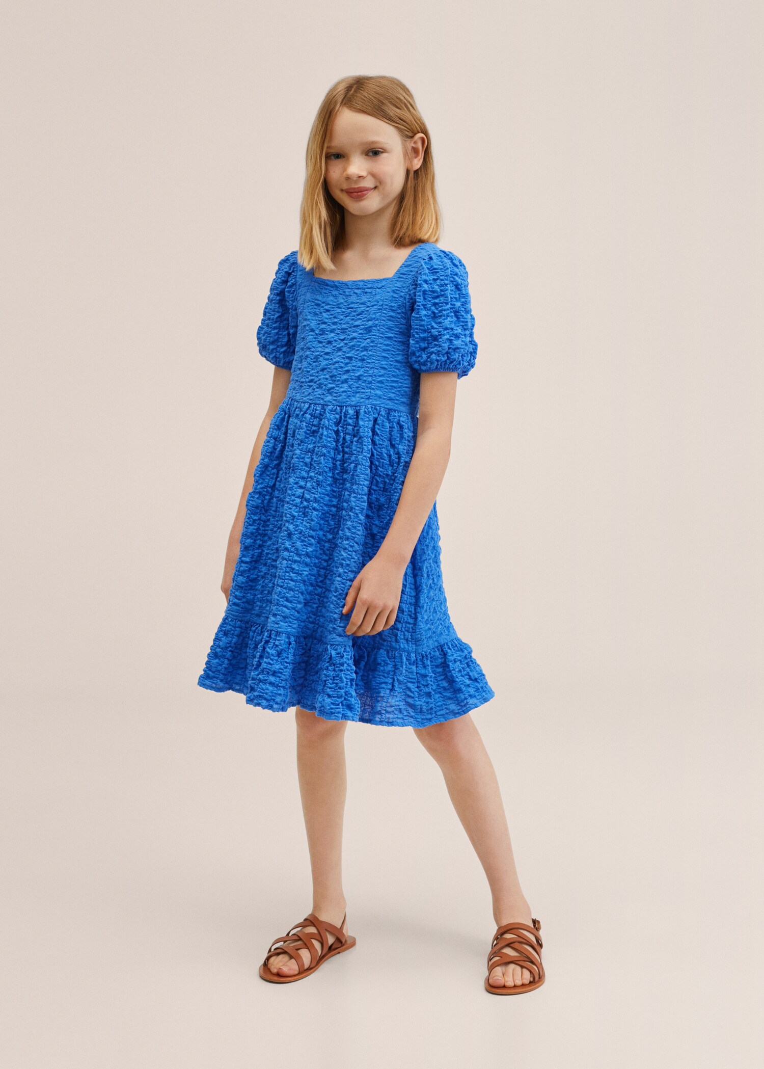 Textured cotton-blend dress - General plane
