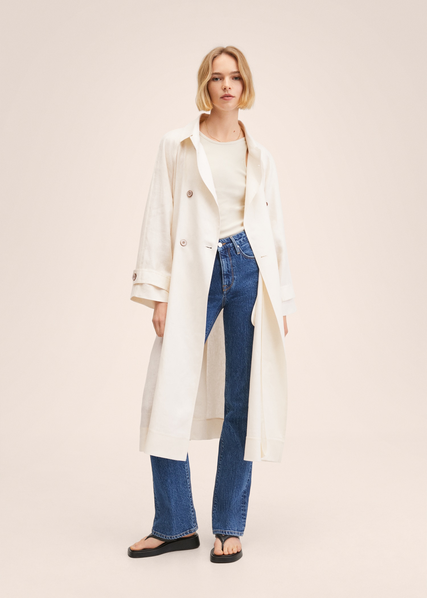 100% linen trench coat - General plane