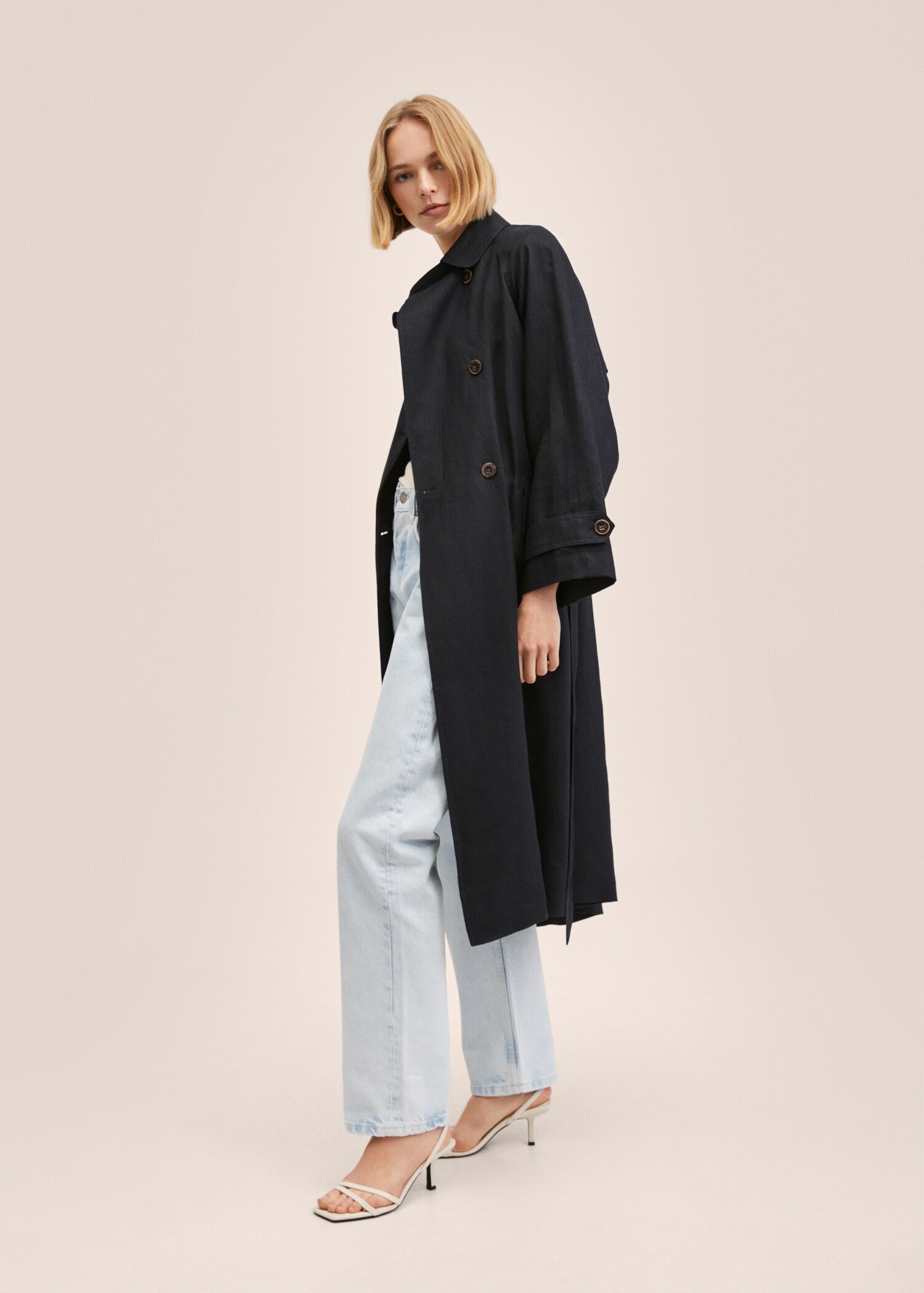 100% linen trench coat - General plane