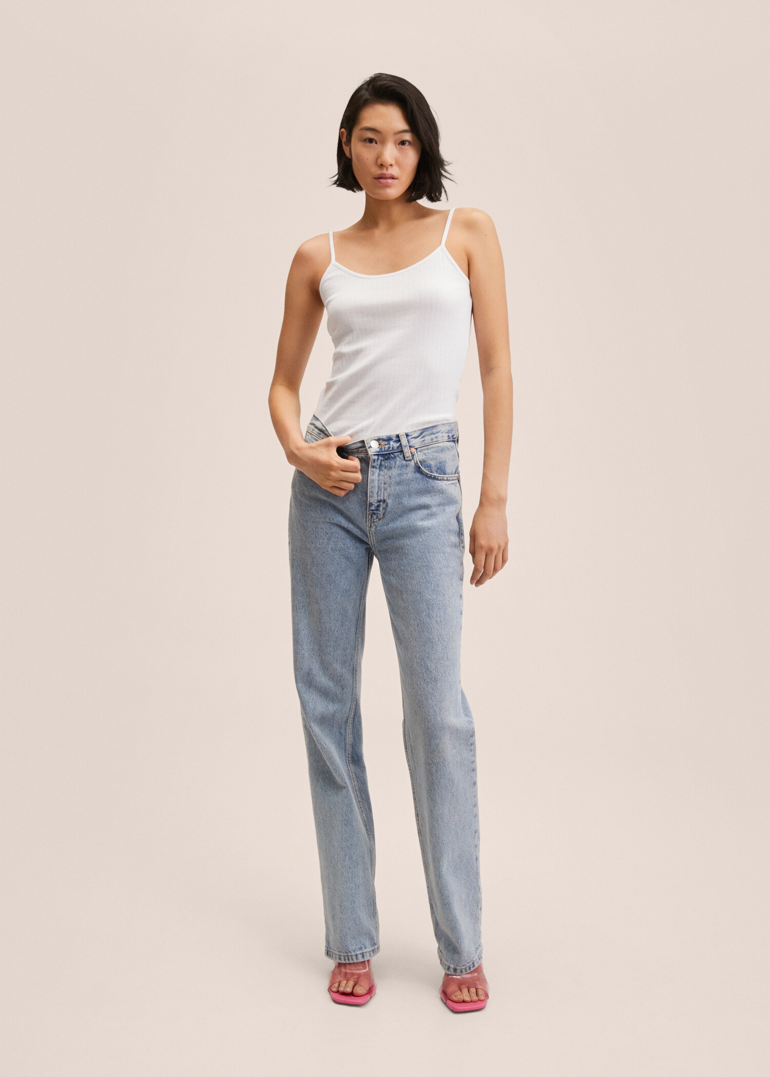 Ribbed cotton-blend top - General plane
