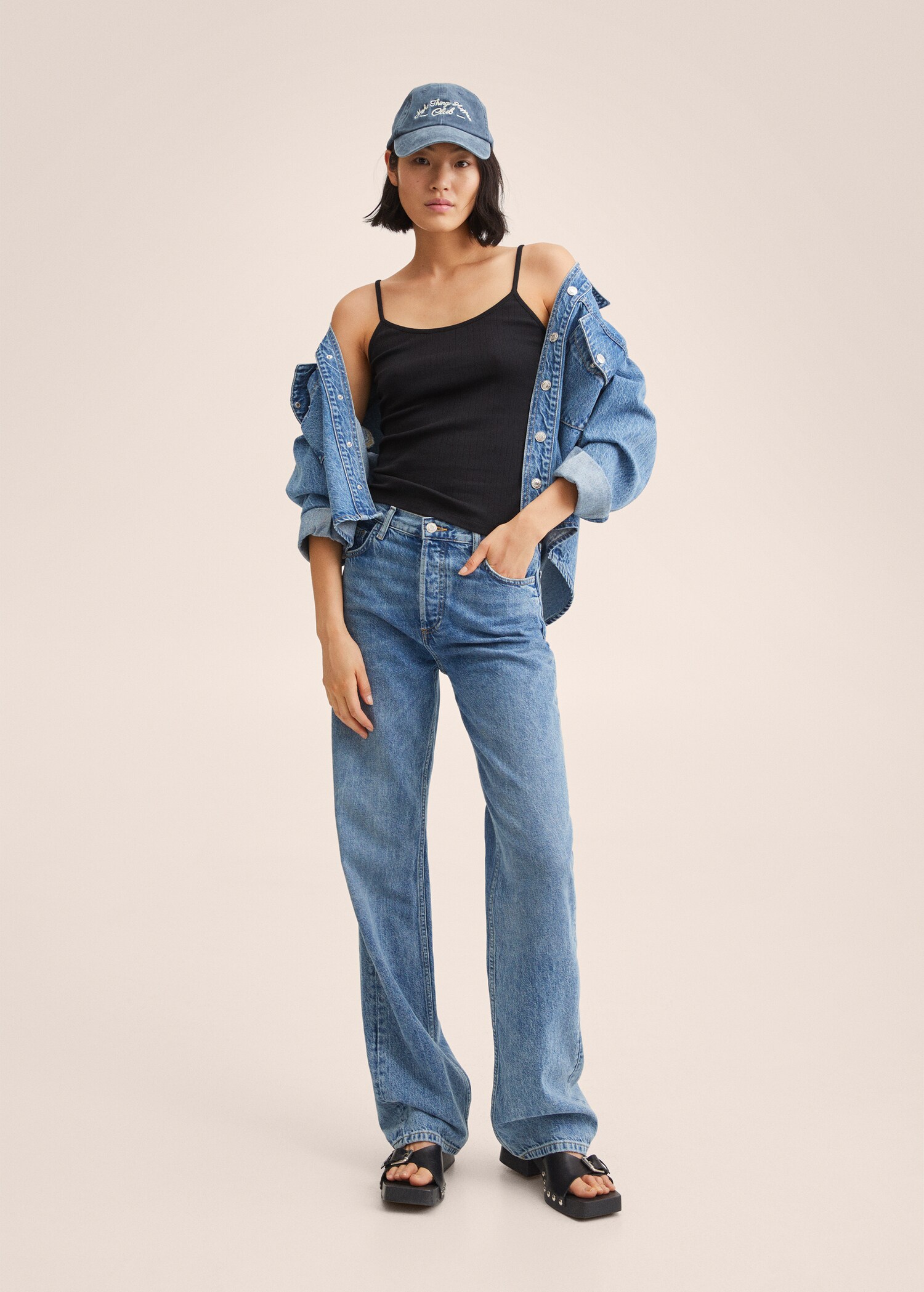 Ribbed cotton-blend top - General plane