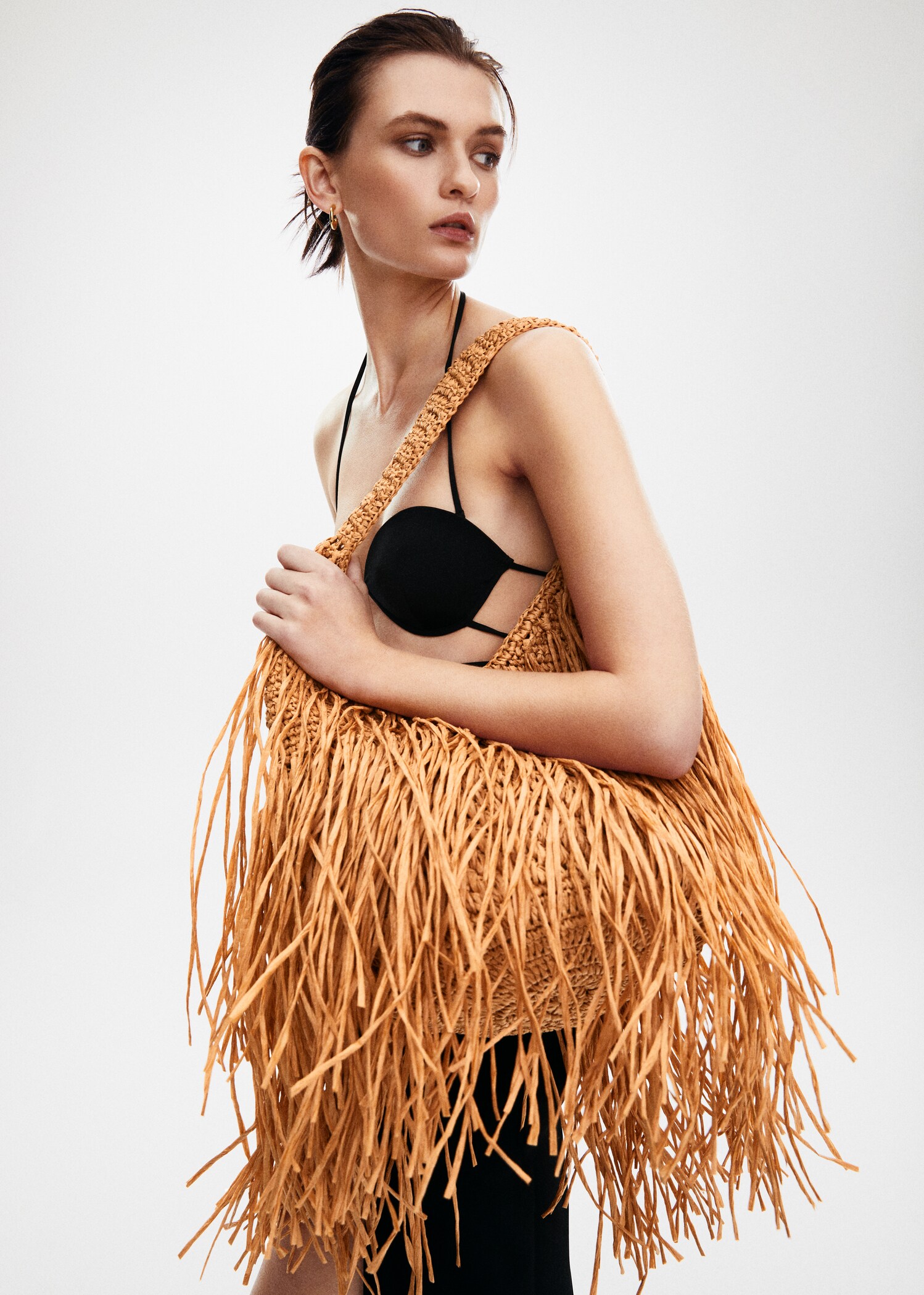 Fringed raffia bag - General plane