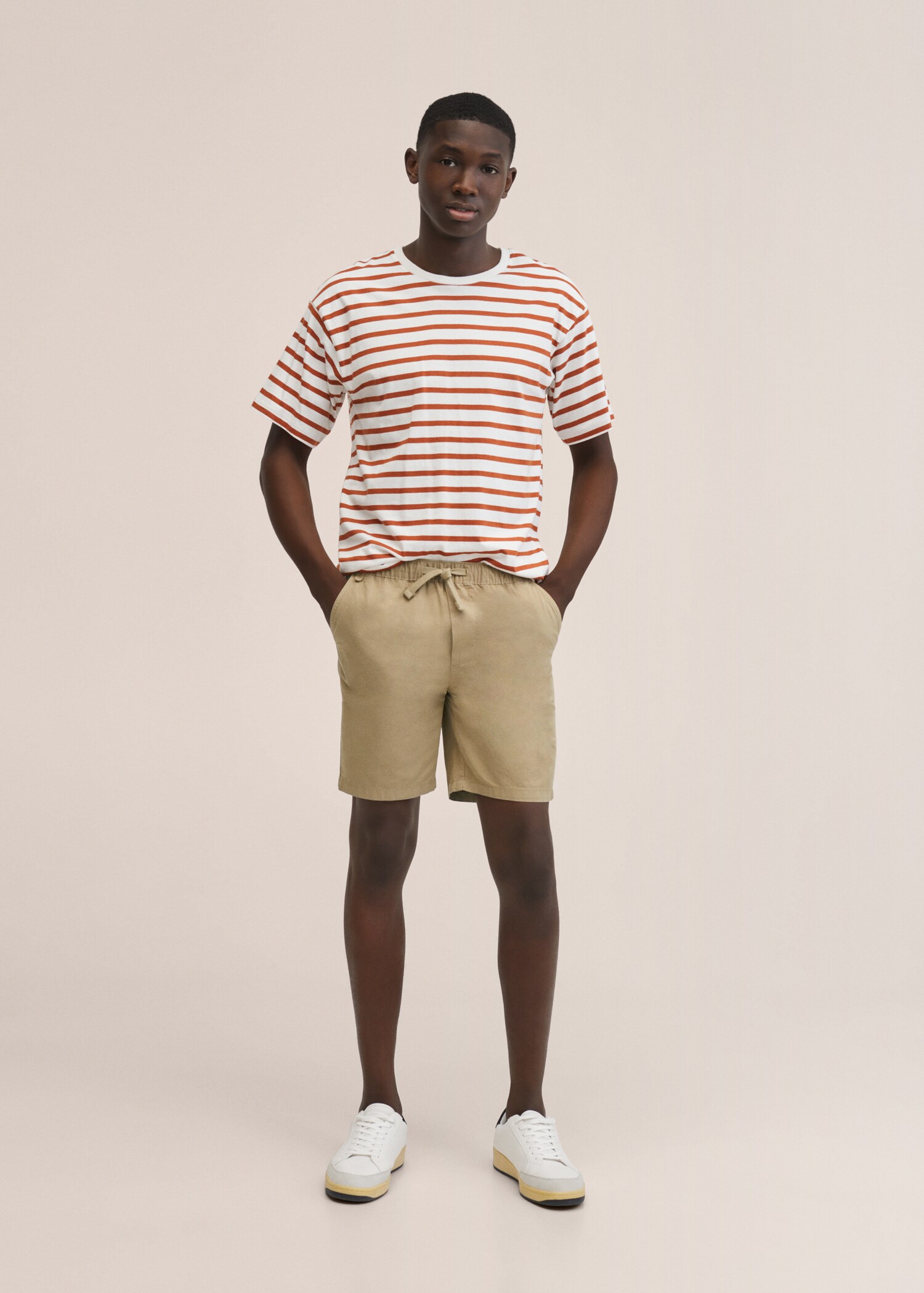 Cotton shorts with elastic waist - General plane