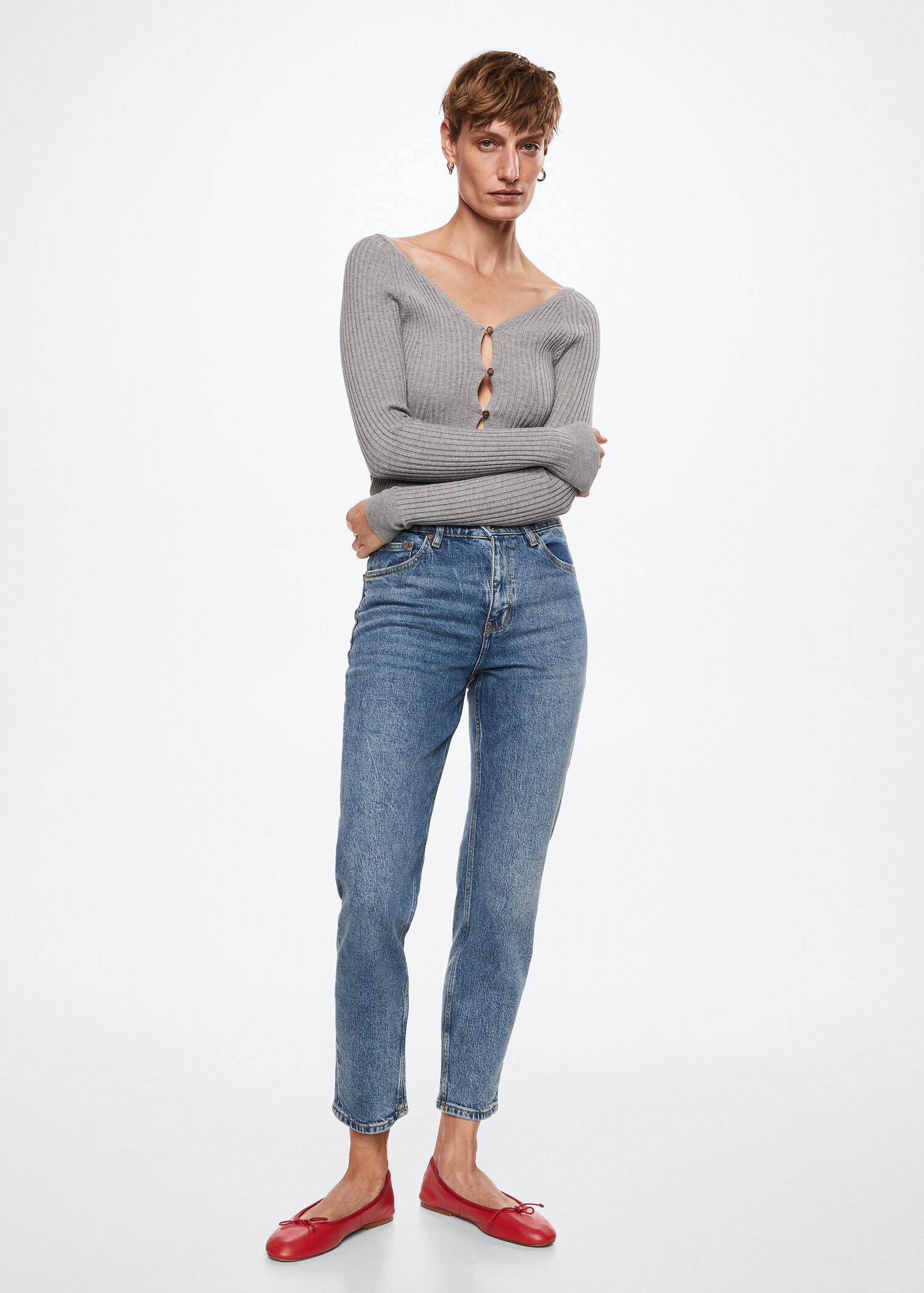 Comfort Mom-Jeans mit hoher Bundhöhe - Allgemeine Ansicht