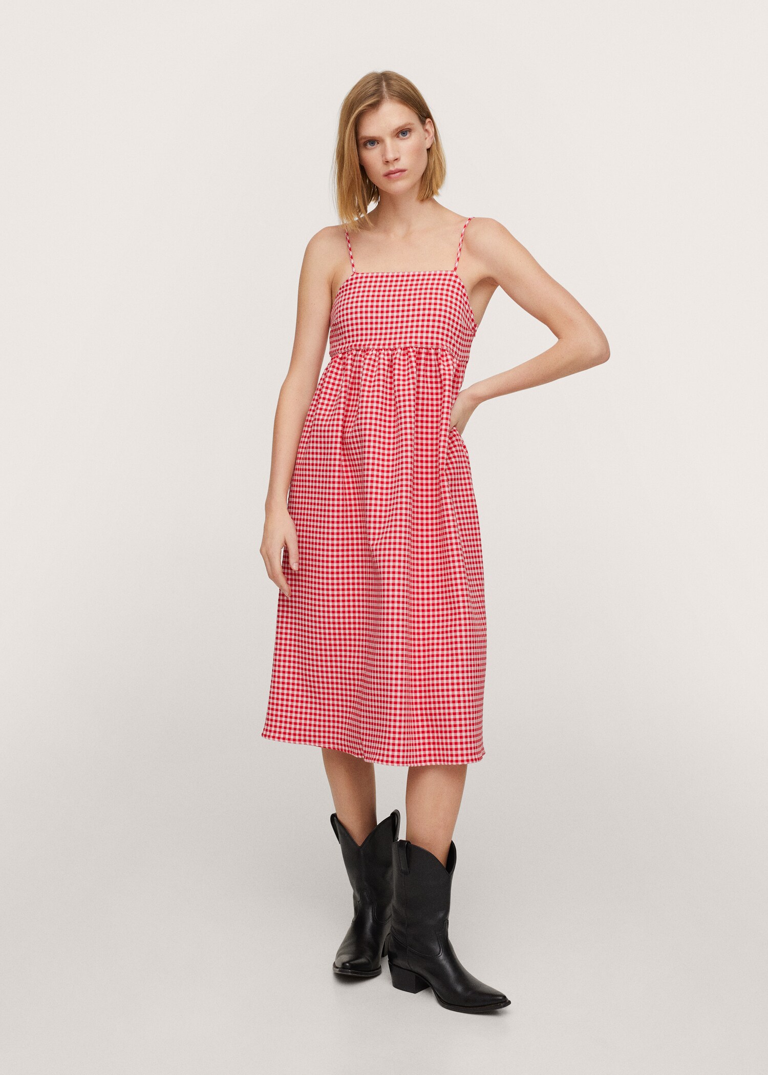 Gingham check cottoned dress - General plane