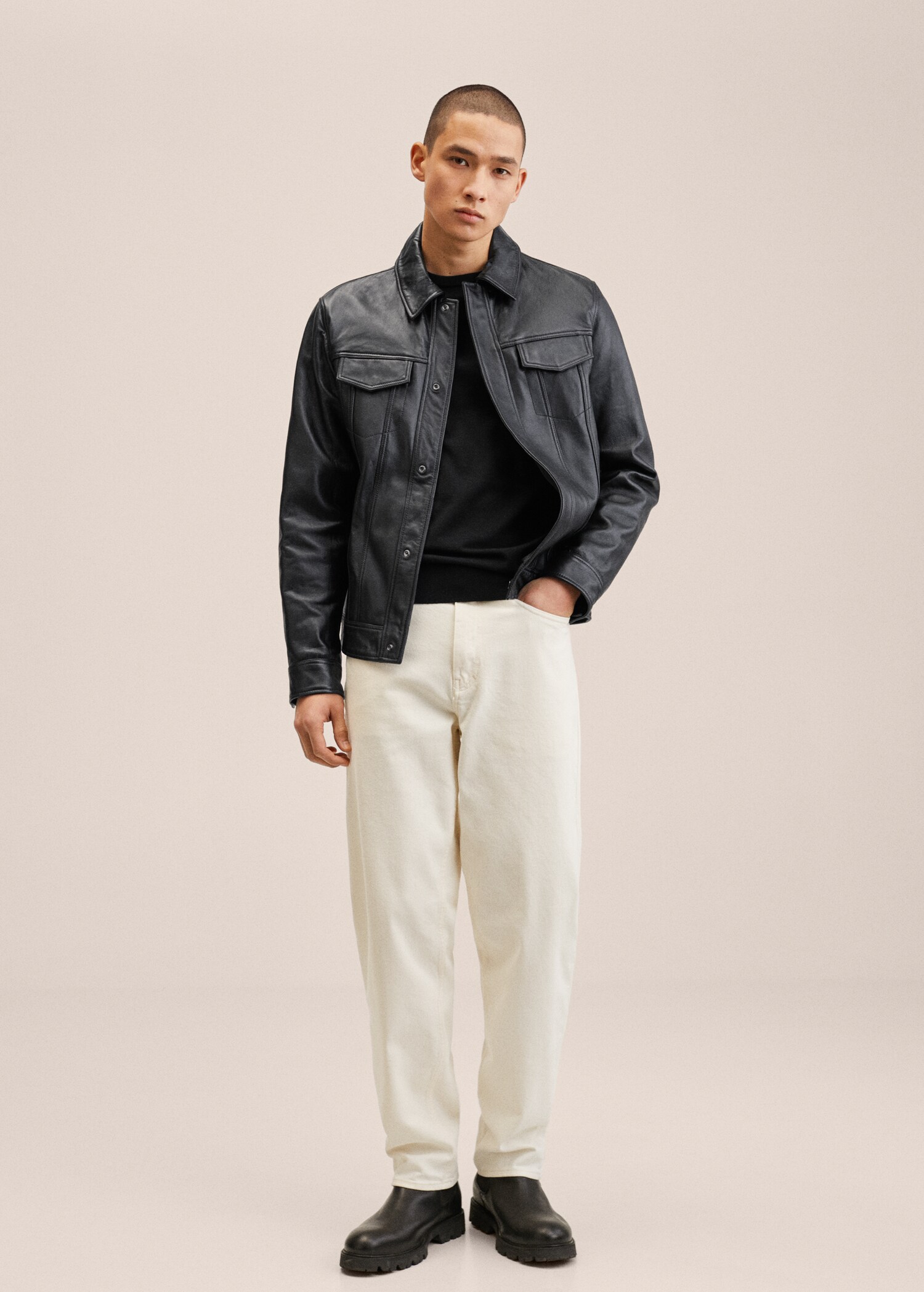 Pocket leather jacket - General plane
