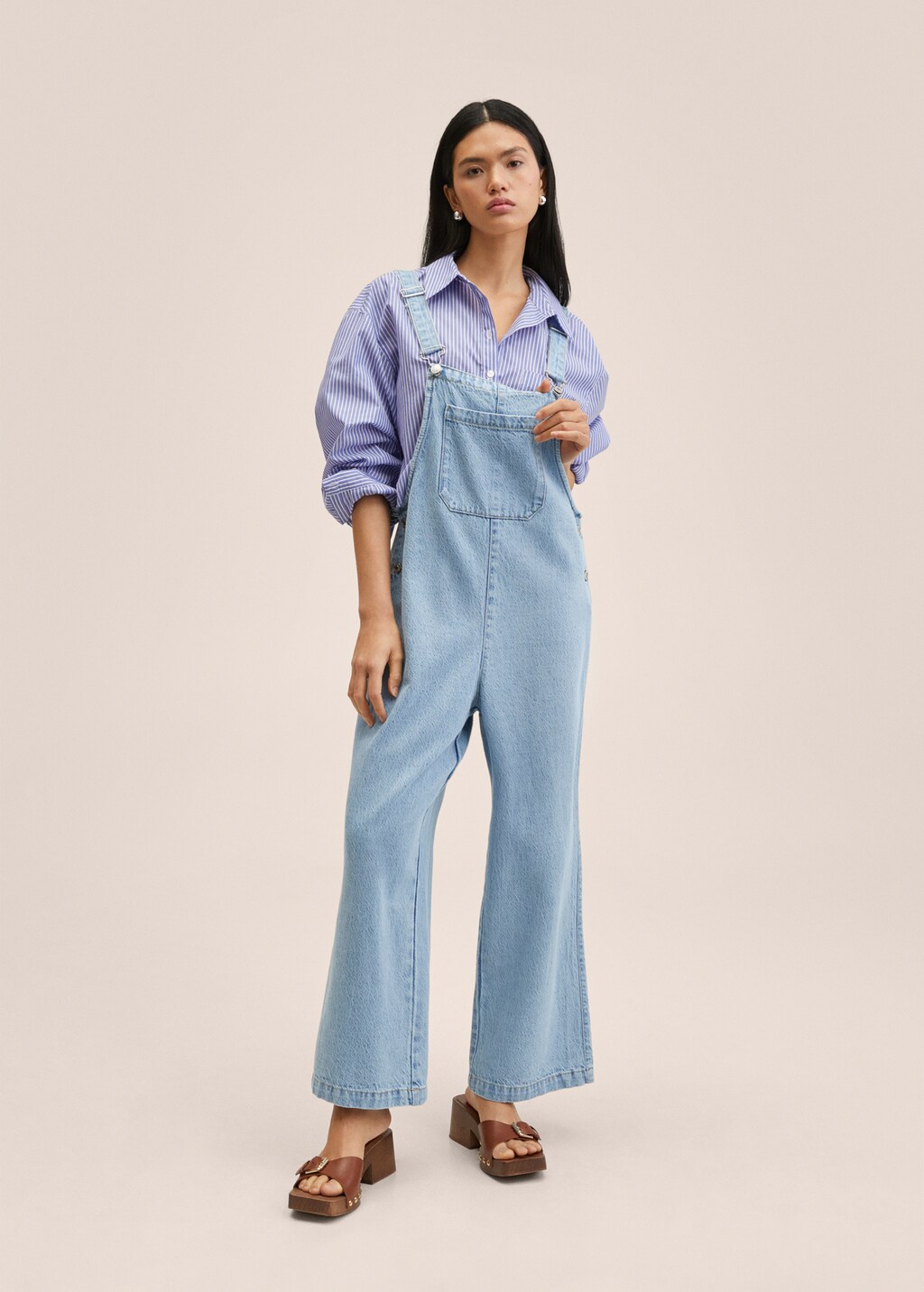 Denim culotte dungarees Women MANGO OUTLET Latvia