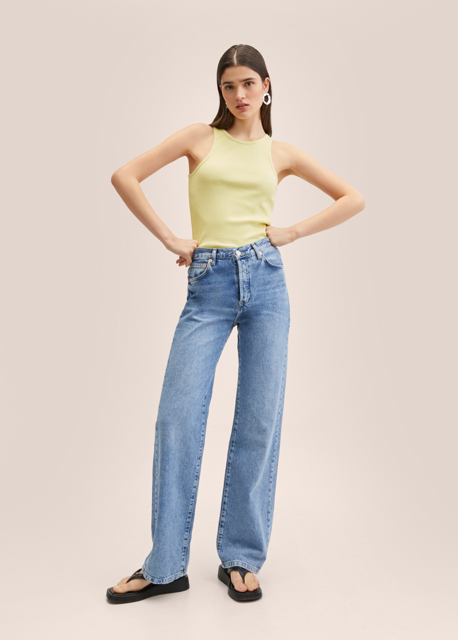 Ribbed cotton-blend top - General plane