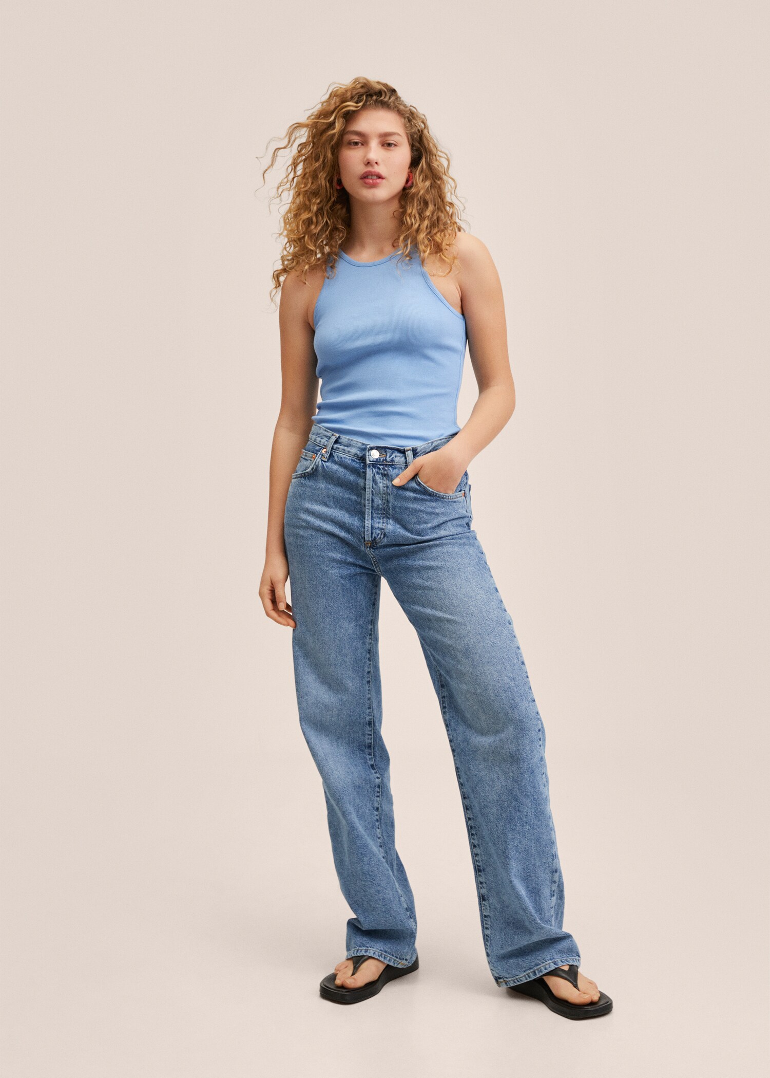Ribbed cotton-blend top - General plane