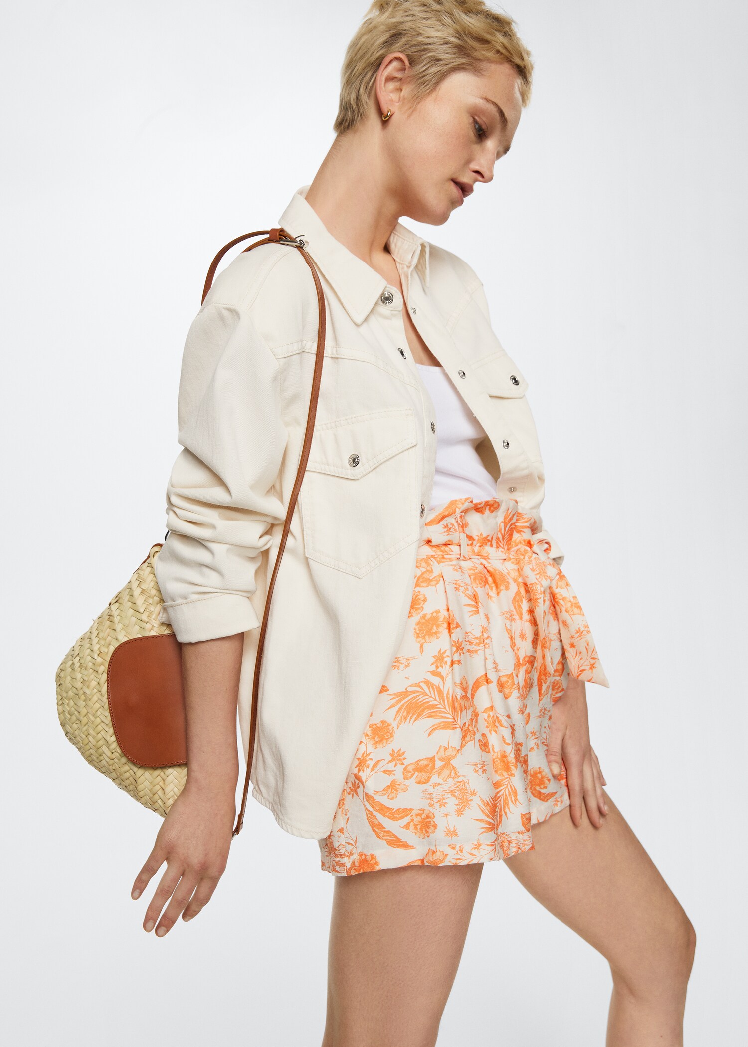 Leather flap raffia bag - General plane