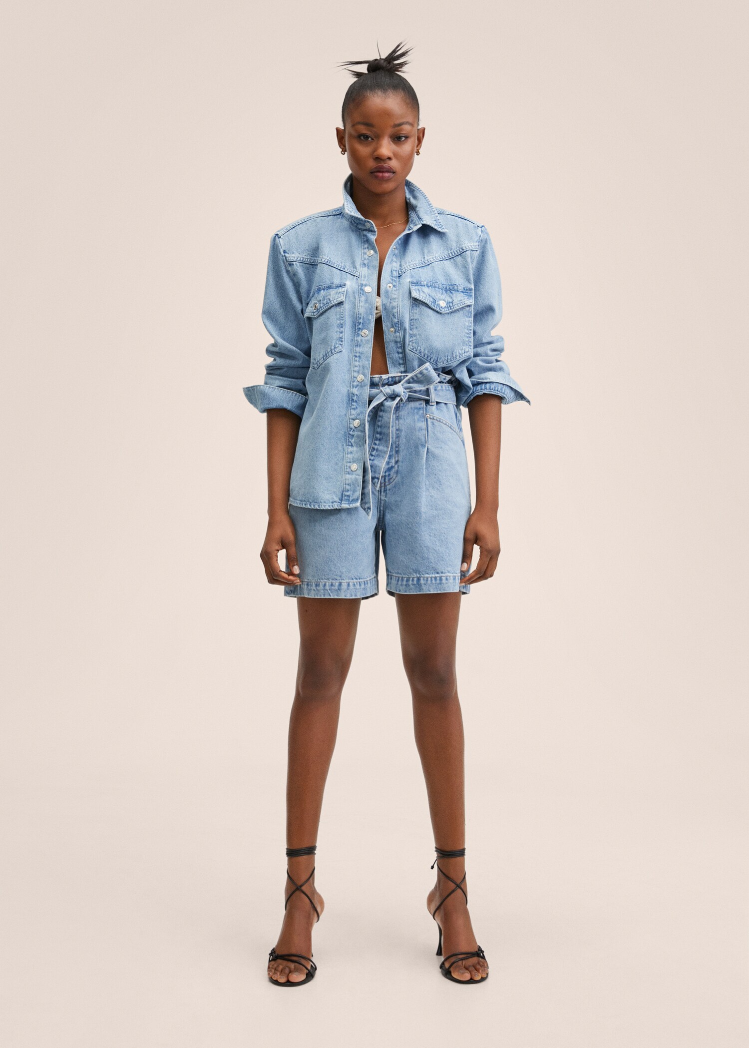 Denim shirt with shoulder pads - General plane