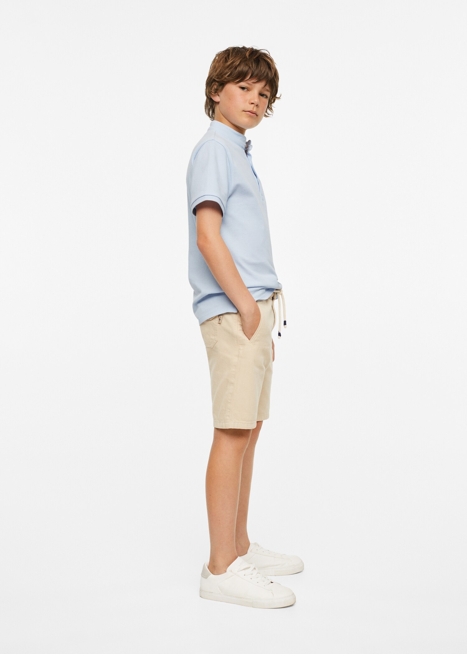 Mao collar cotton polo - General plane