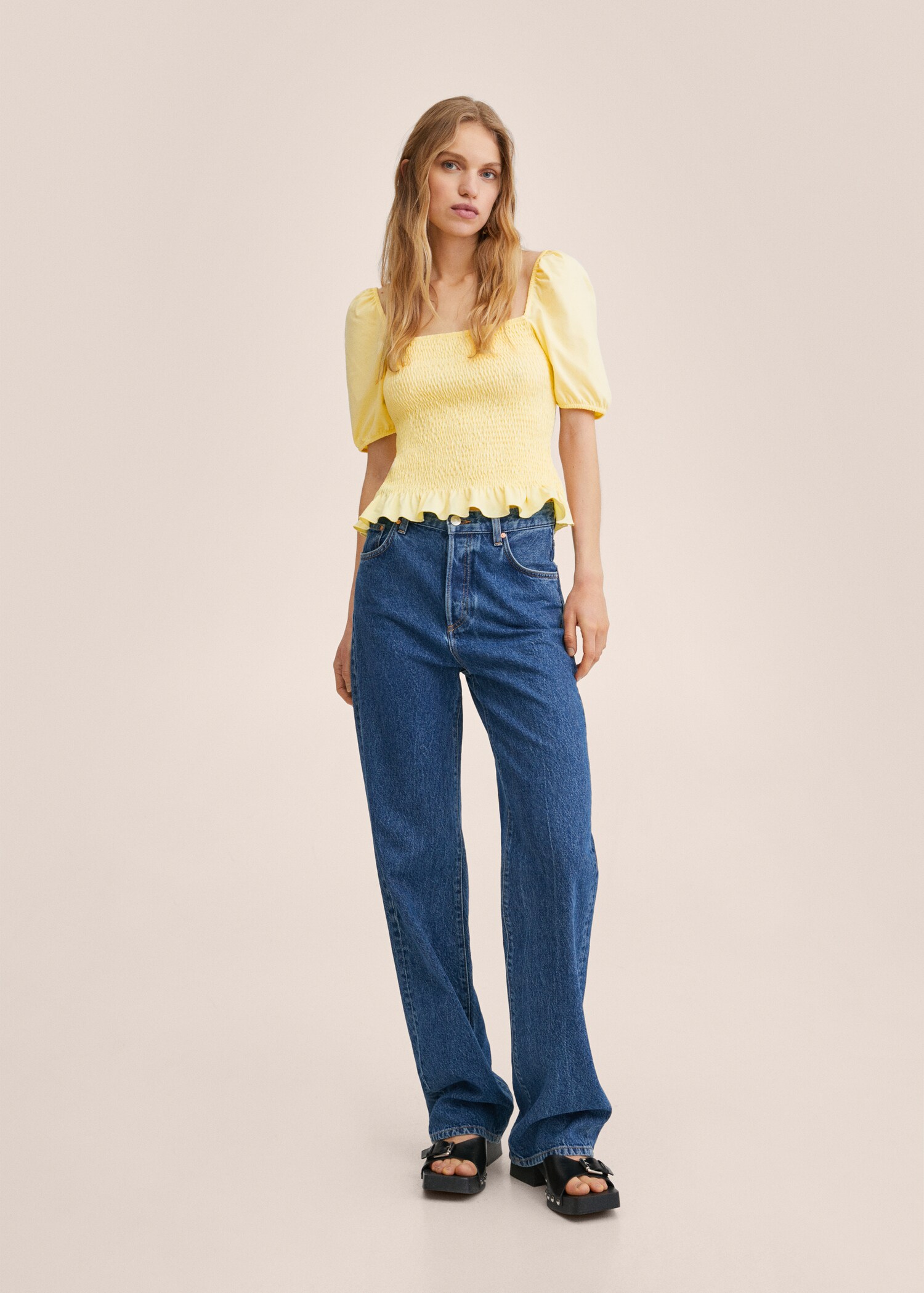 Cotton t-shirt with puffed sleeves  - General plane