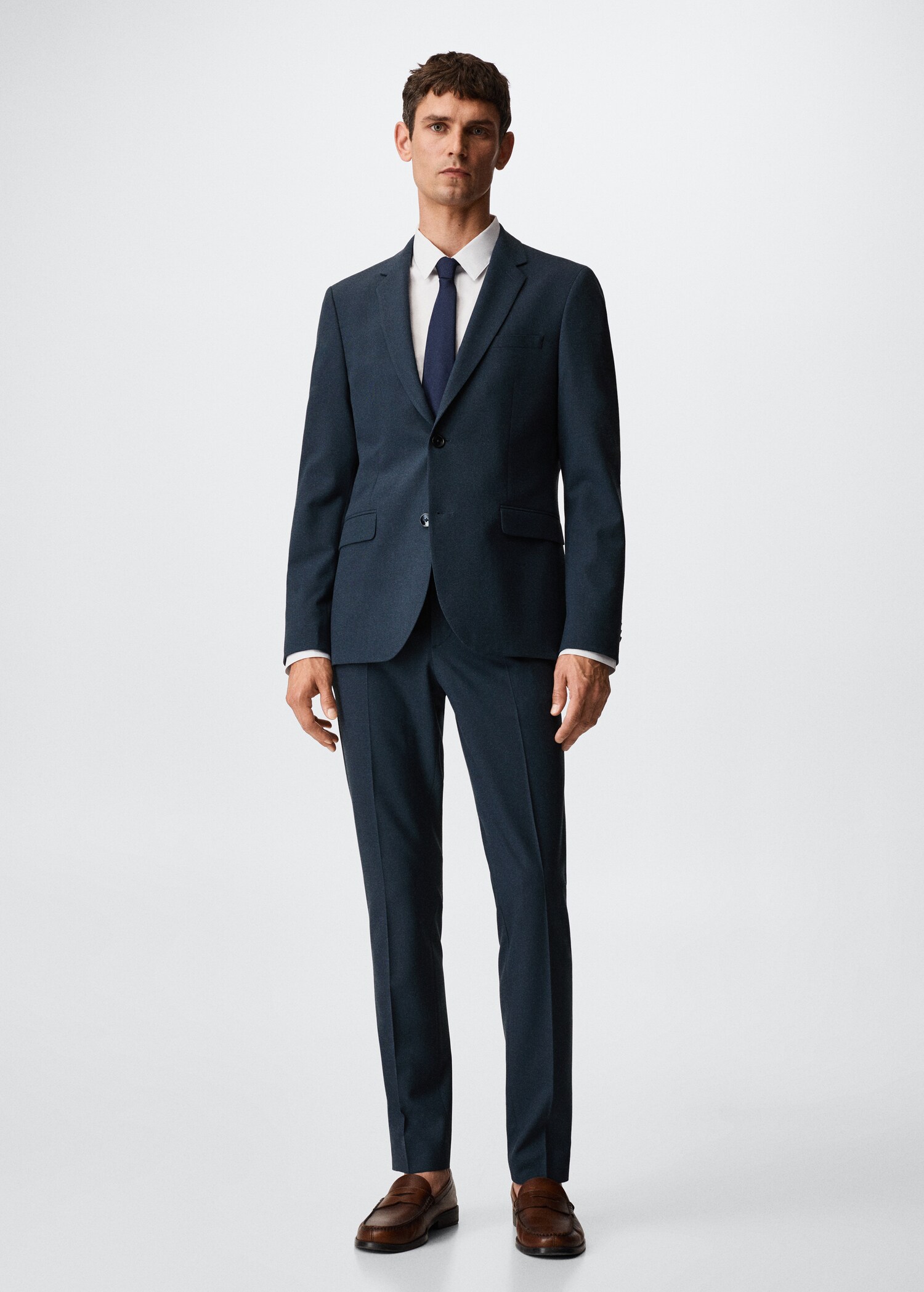 Super slim fit microstructure suit trousers - General plane