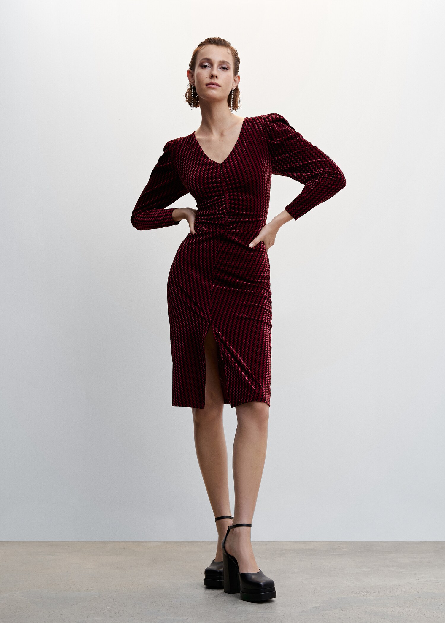 Robe velours manches bouffantes - Plan général
