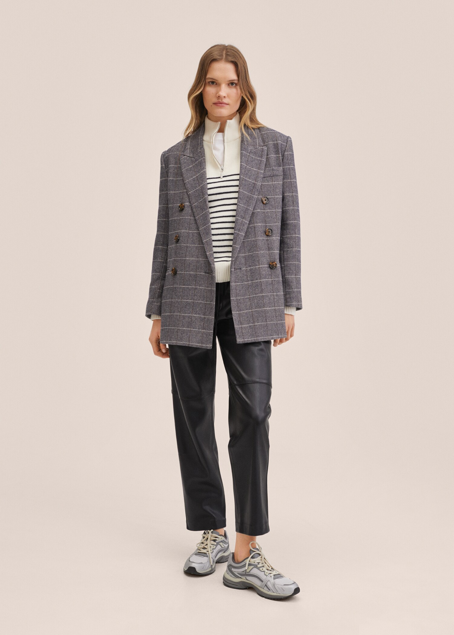 Leather-effect elastic waist trousers - General plane