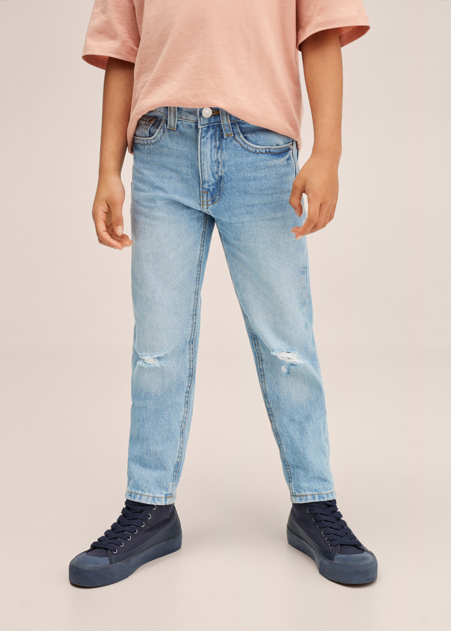 Decorative ripped regular jeans - General plane