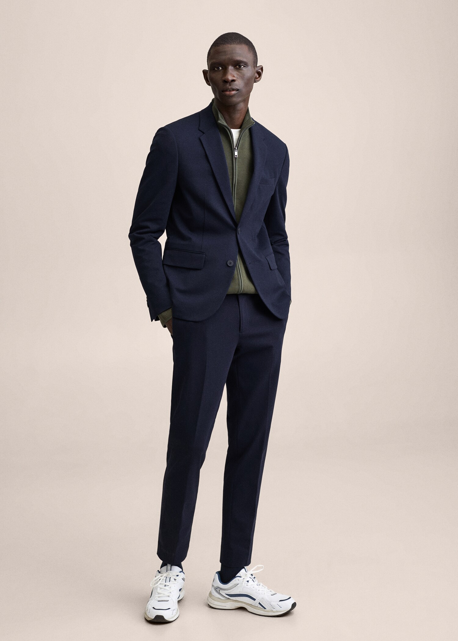 Bavlněné oblekové sako slim fit - Celkový náhled