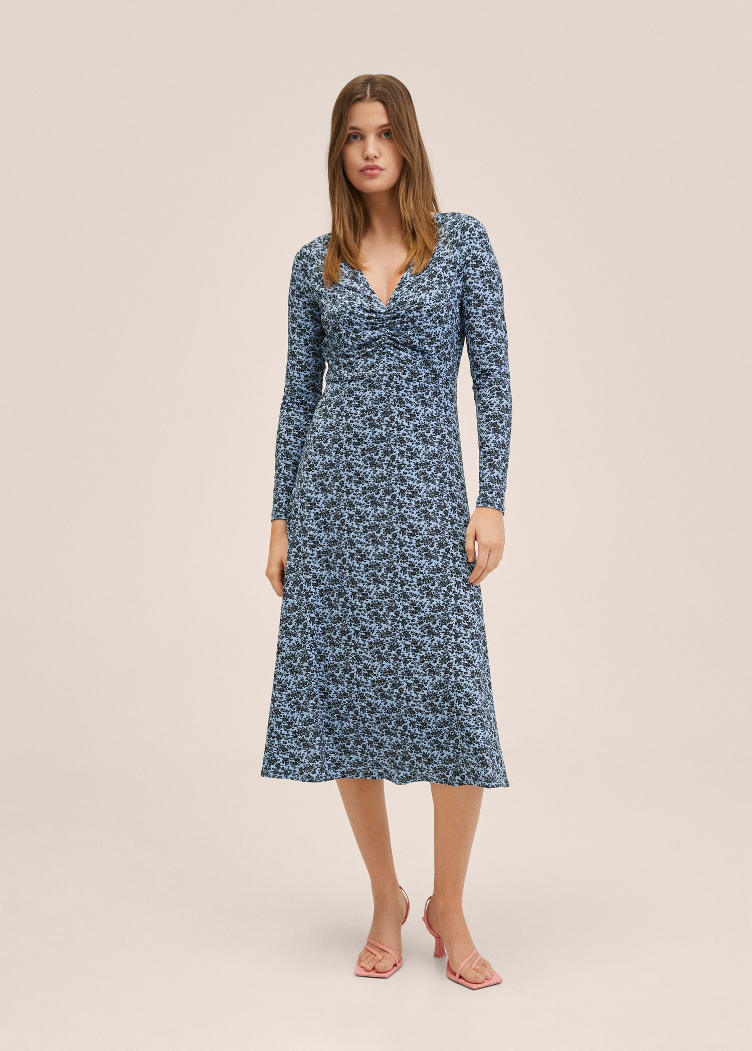 Printed ruched dress - General plane