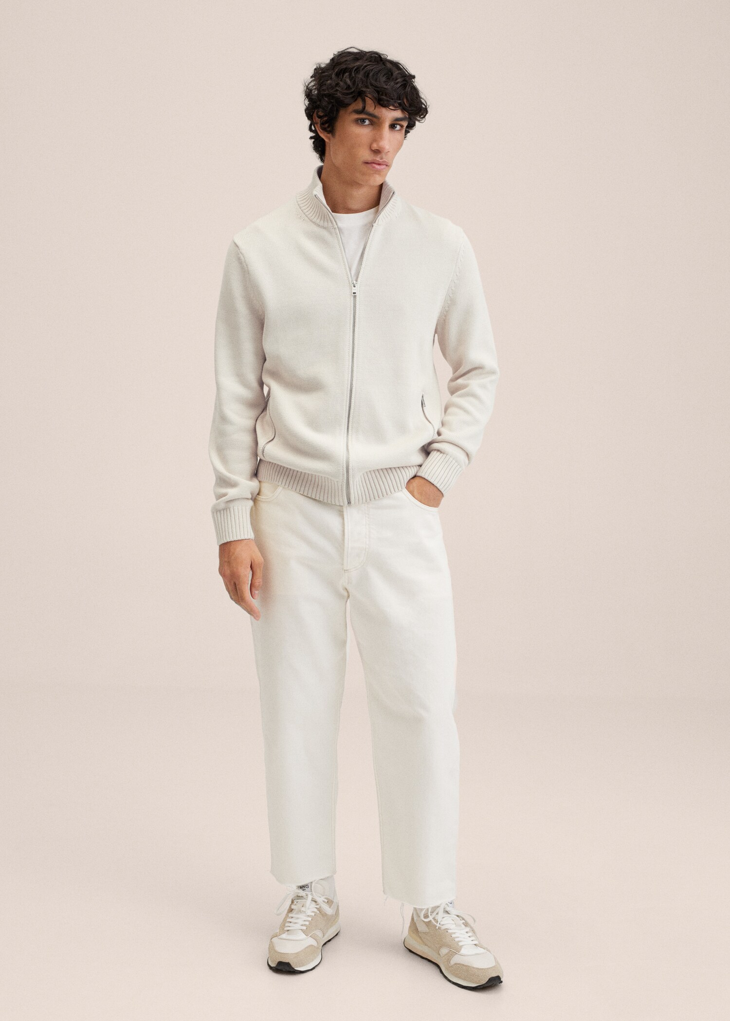 Zipped cotton cardigan - General plane
