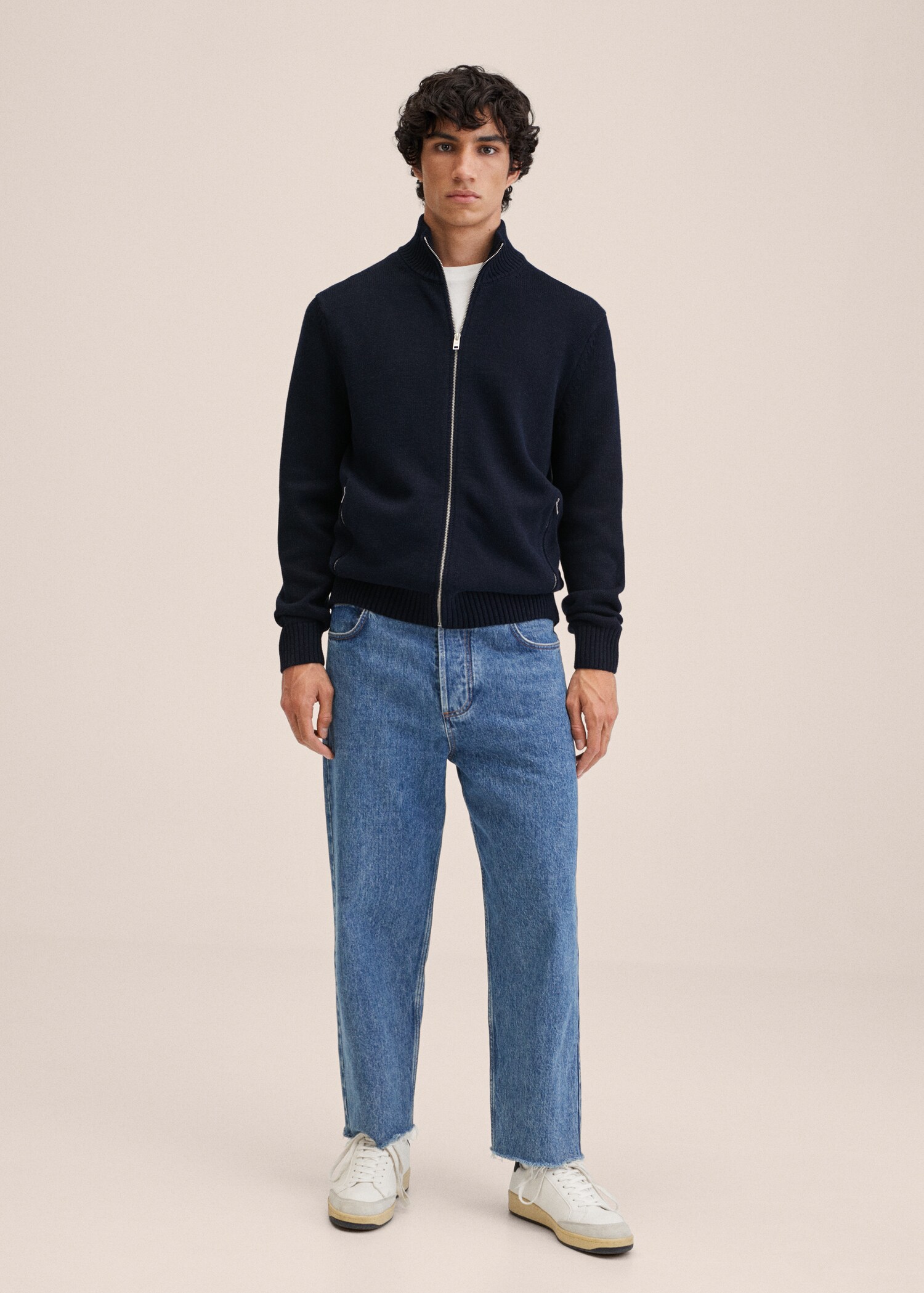 Zipped cotton cardigan - General plane