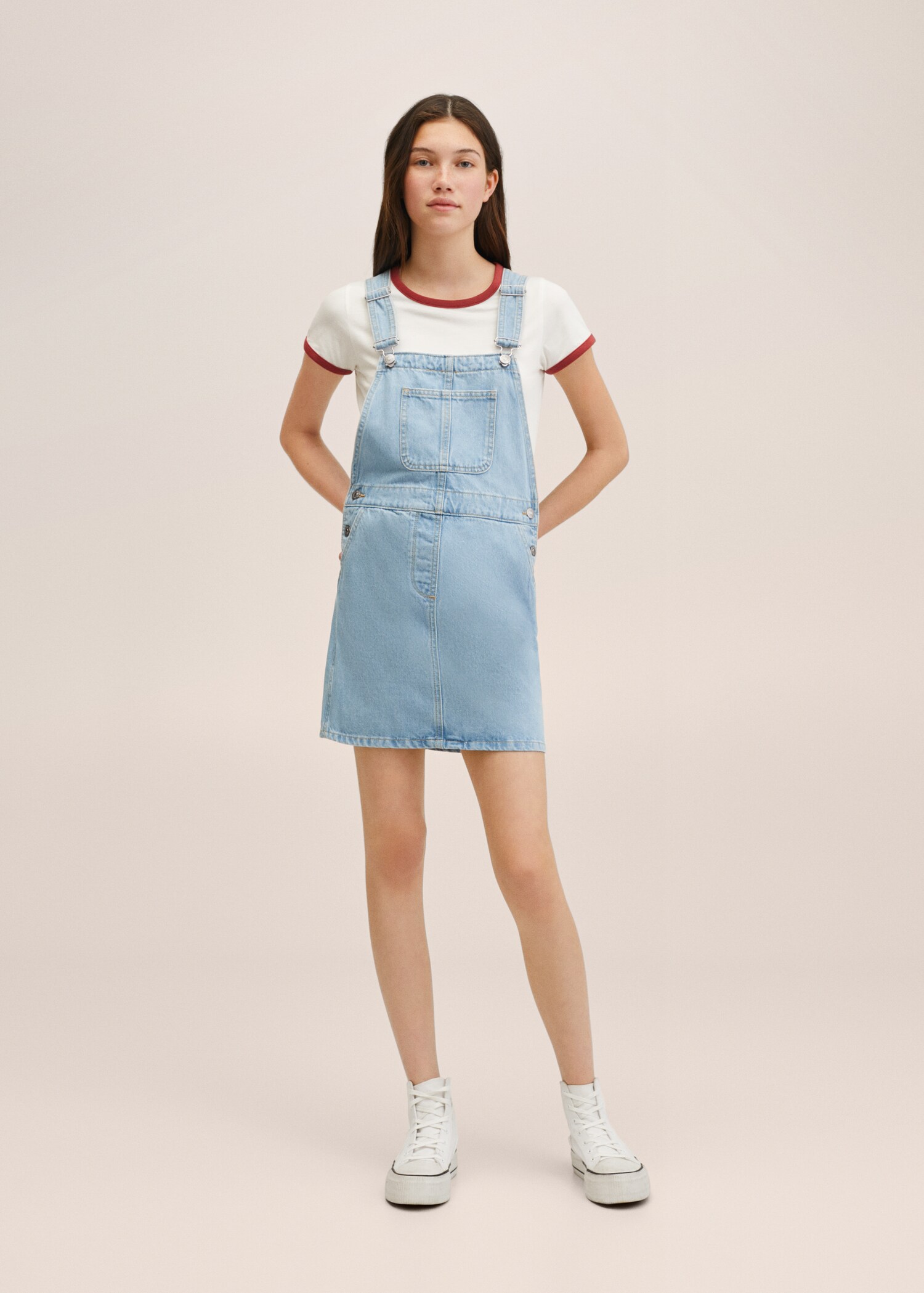 Short denim pinafore - General plane