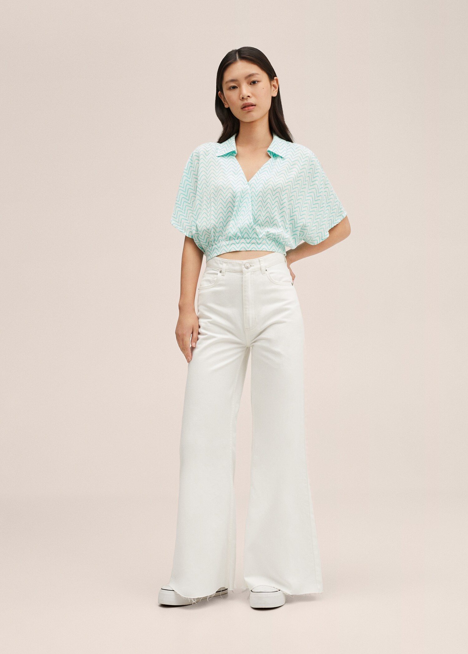 Printed crop blouse - General plane