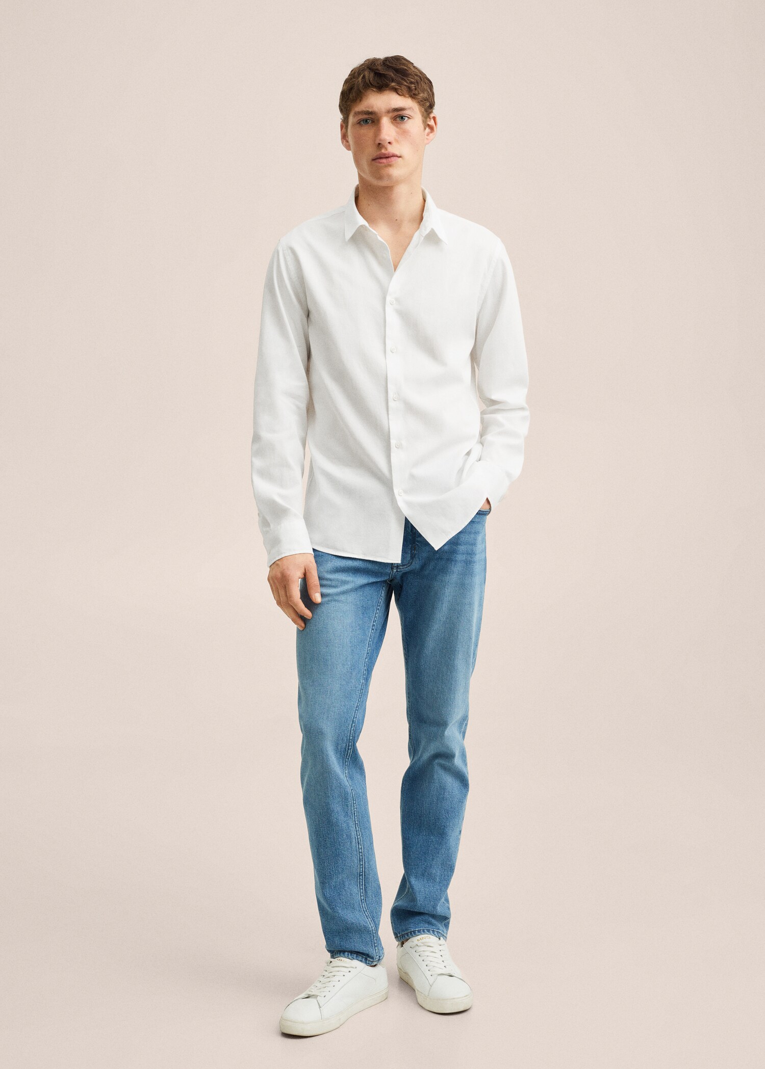 Bavlněná košile slim fit se strukturou - Celkový náhled