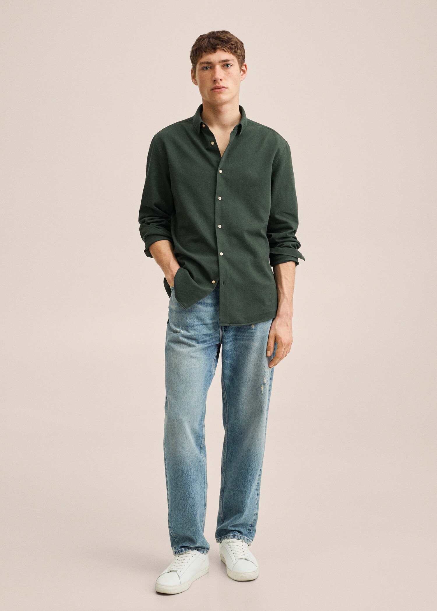 Bavlněná košile slim fit se strukturou - Celkový náhled